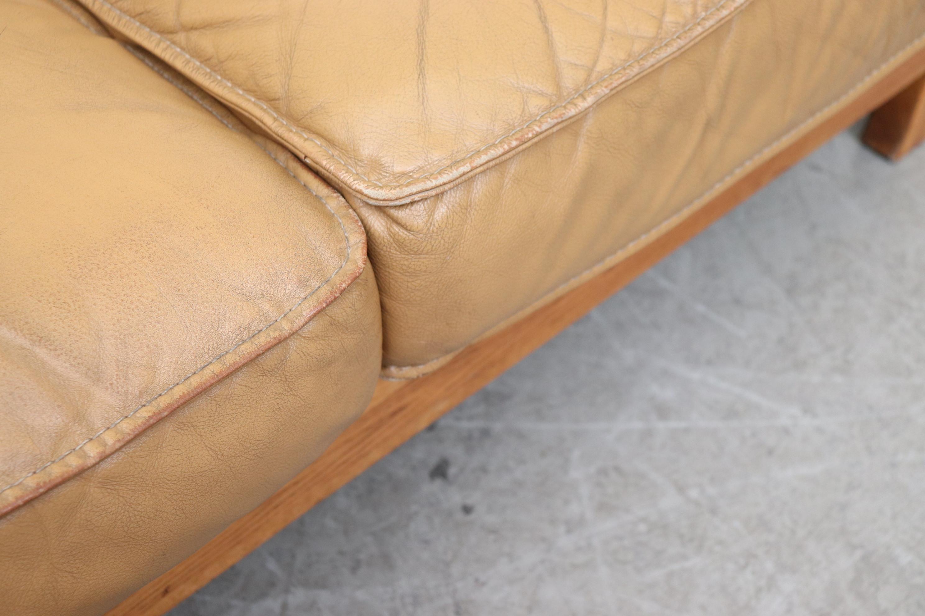 Leolux Wood Framed Leather Loveseat 1