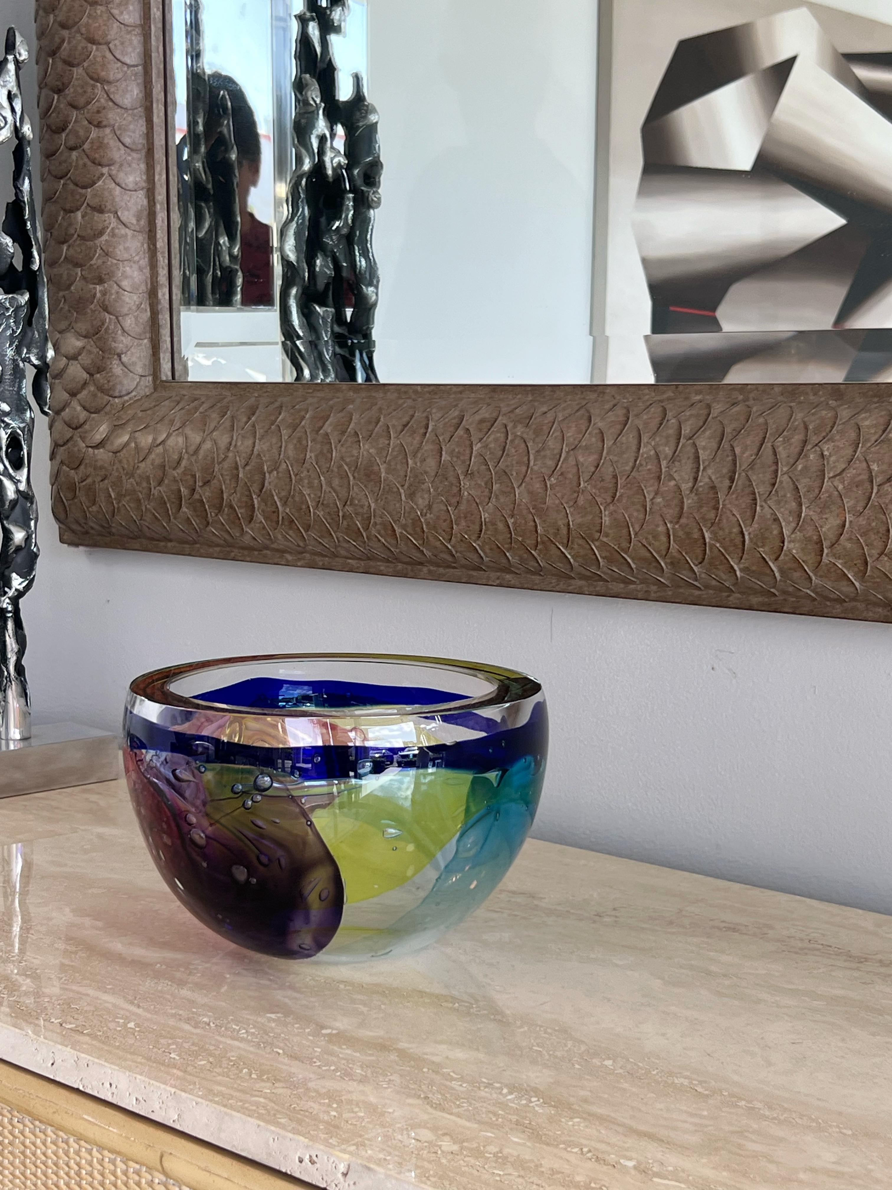 Art Glass Leon Applebaum Large Lava Bowl For Sale