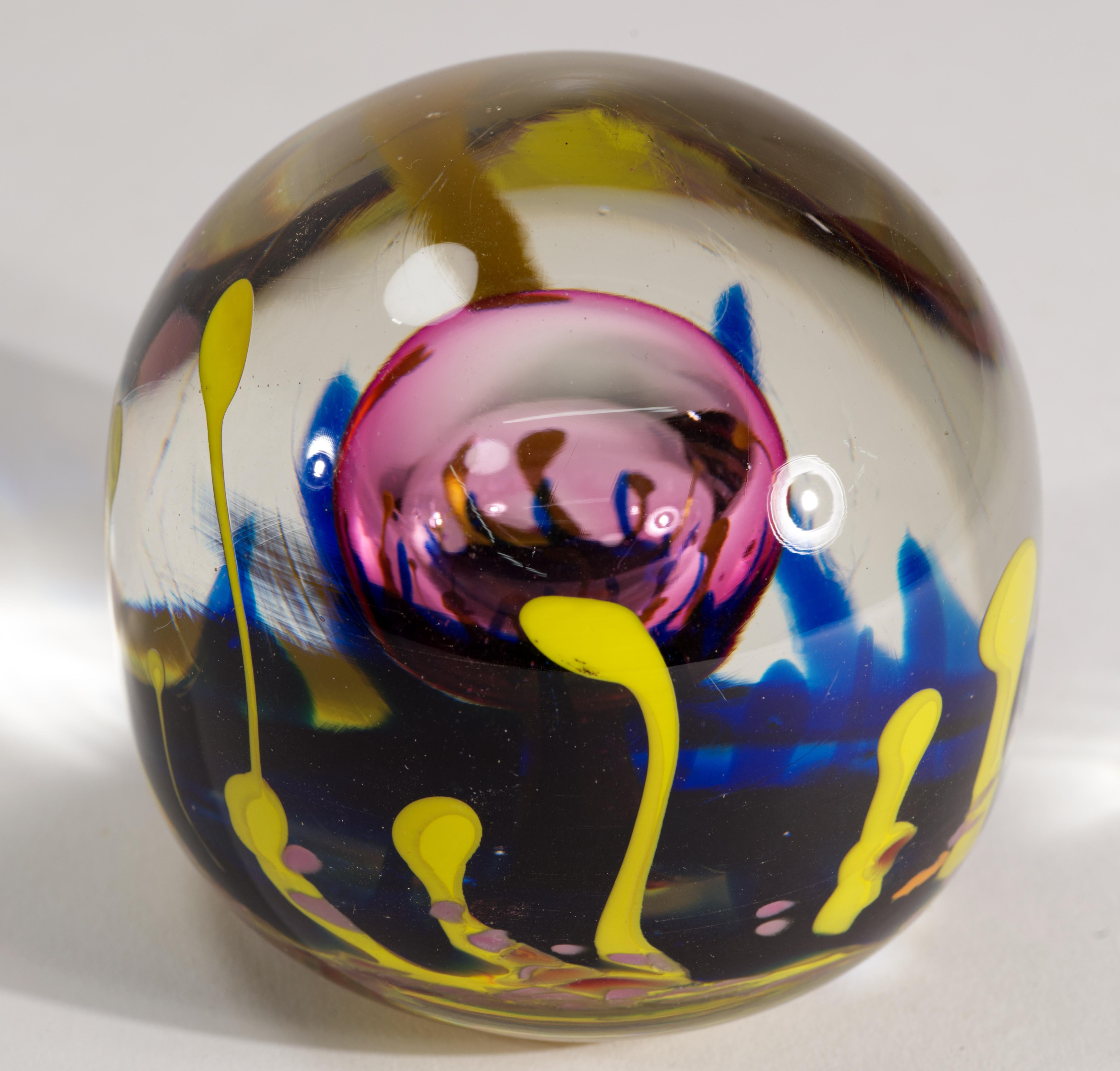 Verre d'art Sculpture ou presse-papiers Leon Applebaum, American Studio Art Glass, 1978 en vente