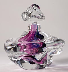 Leon Applebaum Sommerso Perfume Bottle, American Studio Art Glass 1980s
