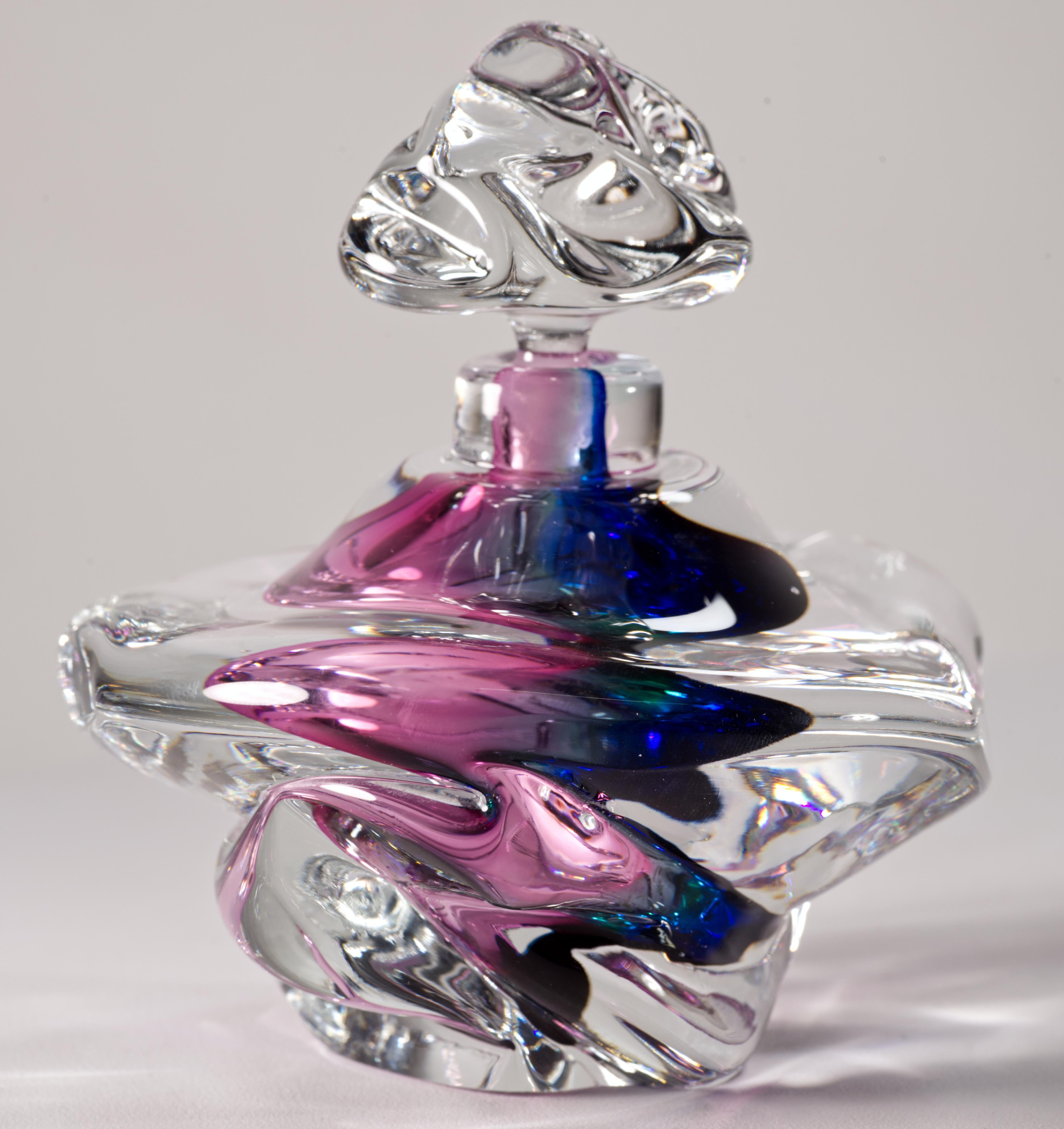 Organic Modern Leon Applebaum Sommerso Perfume Bottle, American Studio Art Glass 1980s