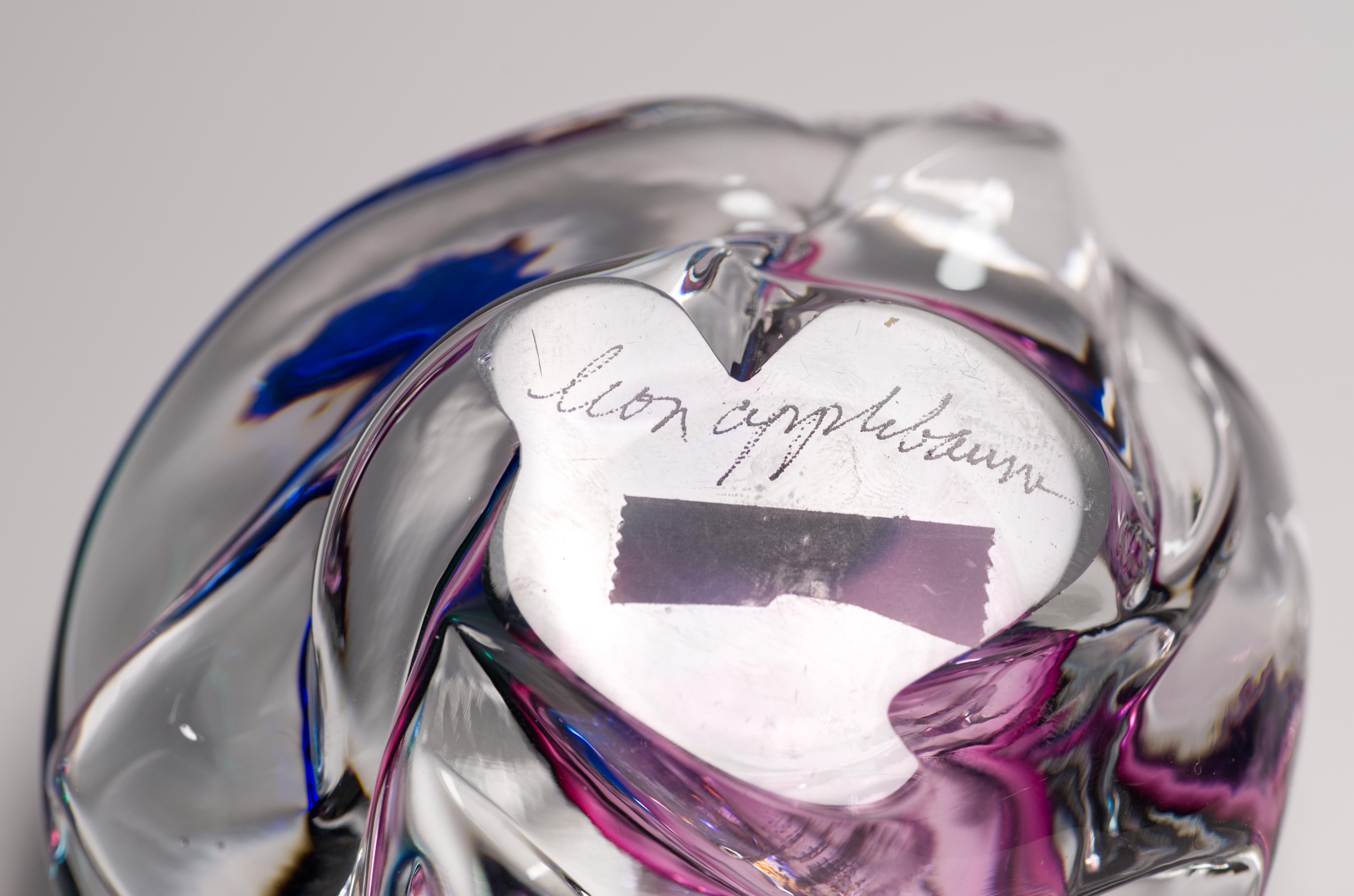 Hand-Crafted Leon Applebaum Sommerso Perfume Bottle, American Studio Art Glass 1980s