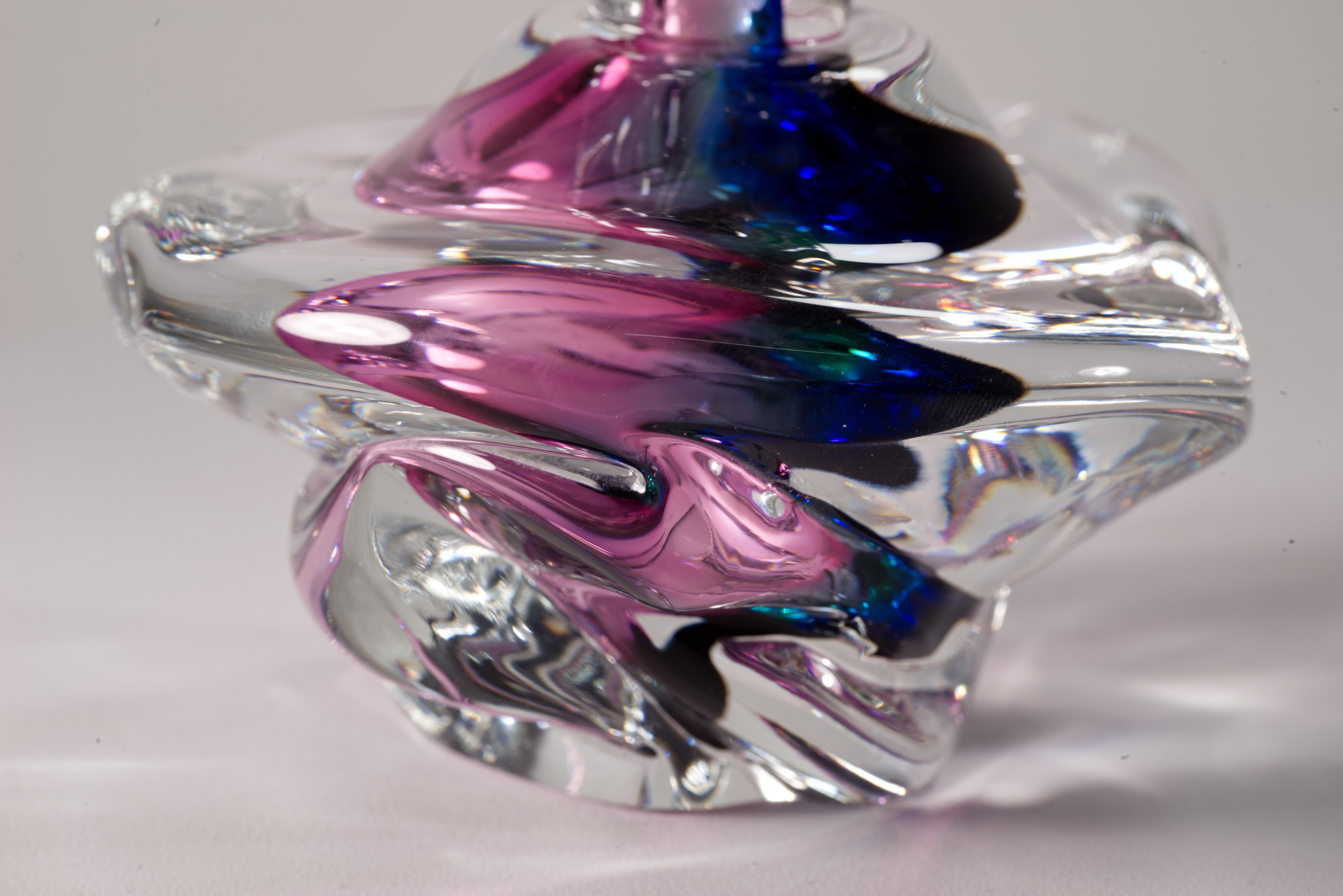 Leon Applebaum Sommerso Perfume Bottle, American Studio Art Glass 1980s In Good Condition In Clifton Springs, NY
