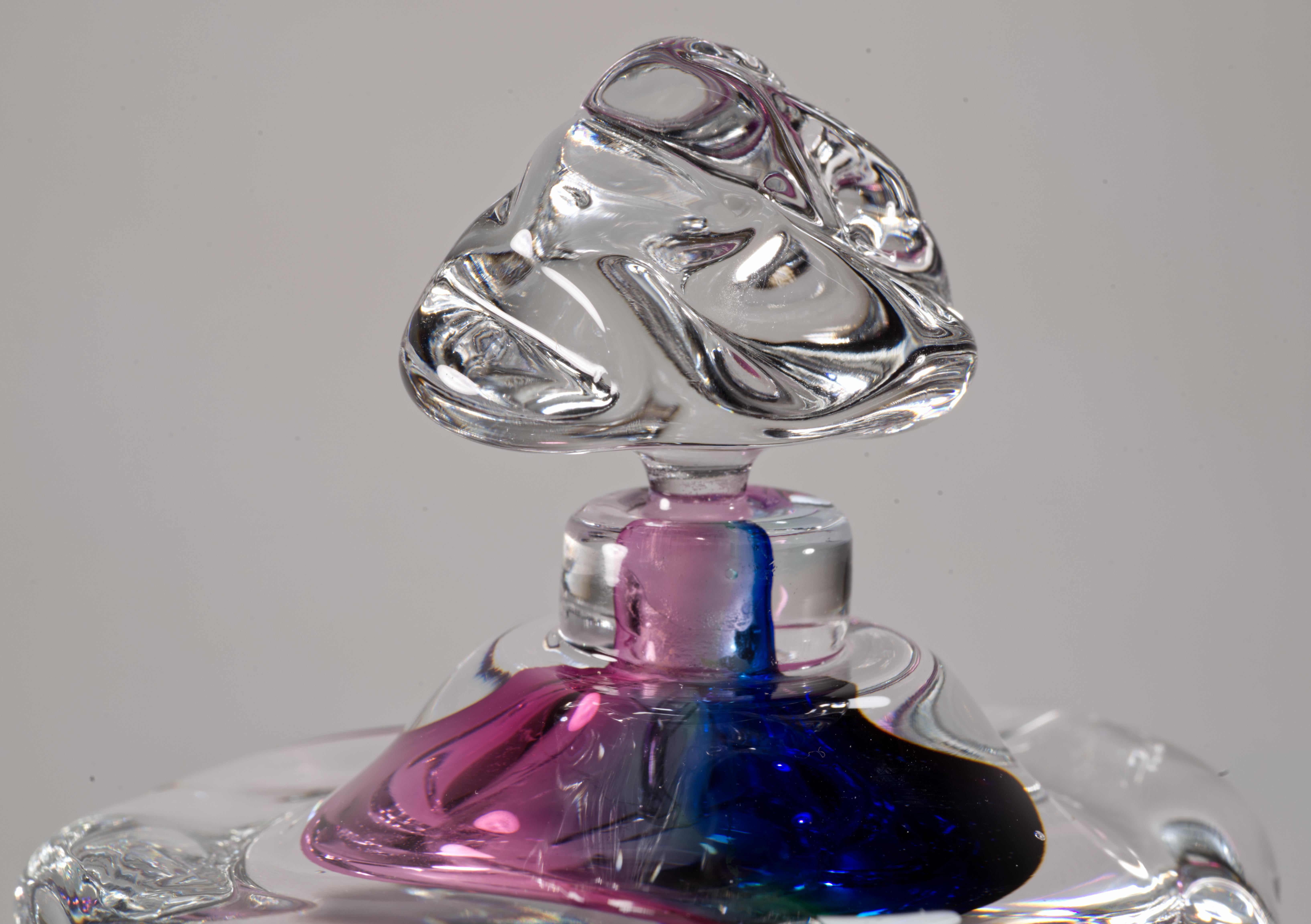 20th Century Leon Applebaum Sommerso Perfume Bottle, American Studio Art Glass 1980s
