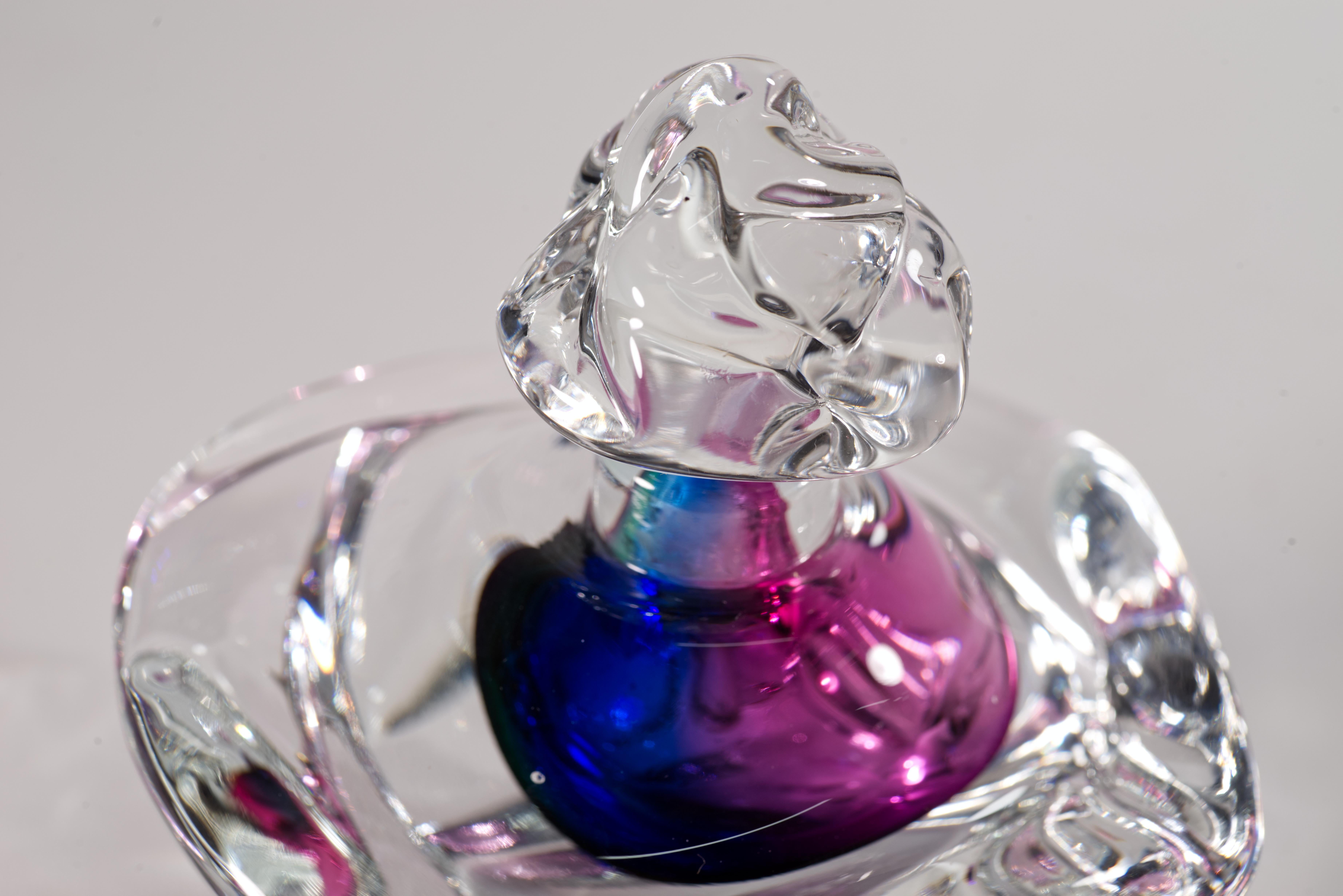 Leon Applebaum Sommerso Perfume Bottle, American Studio Art Glass 1980s 1