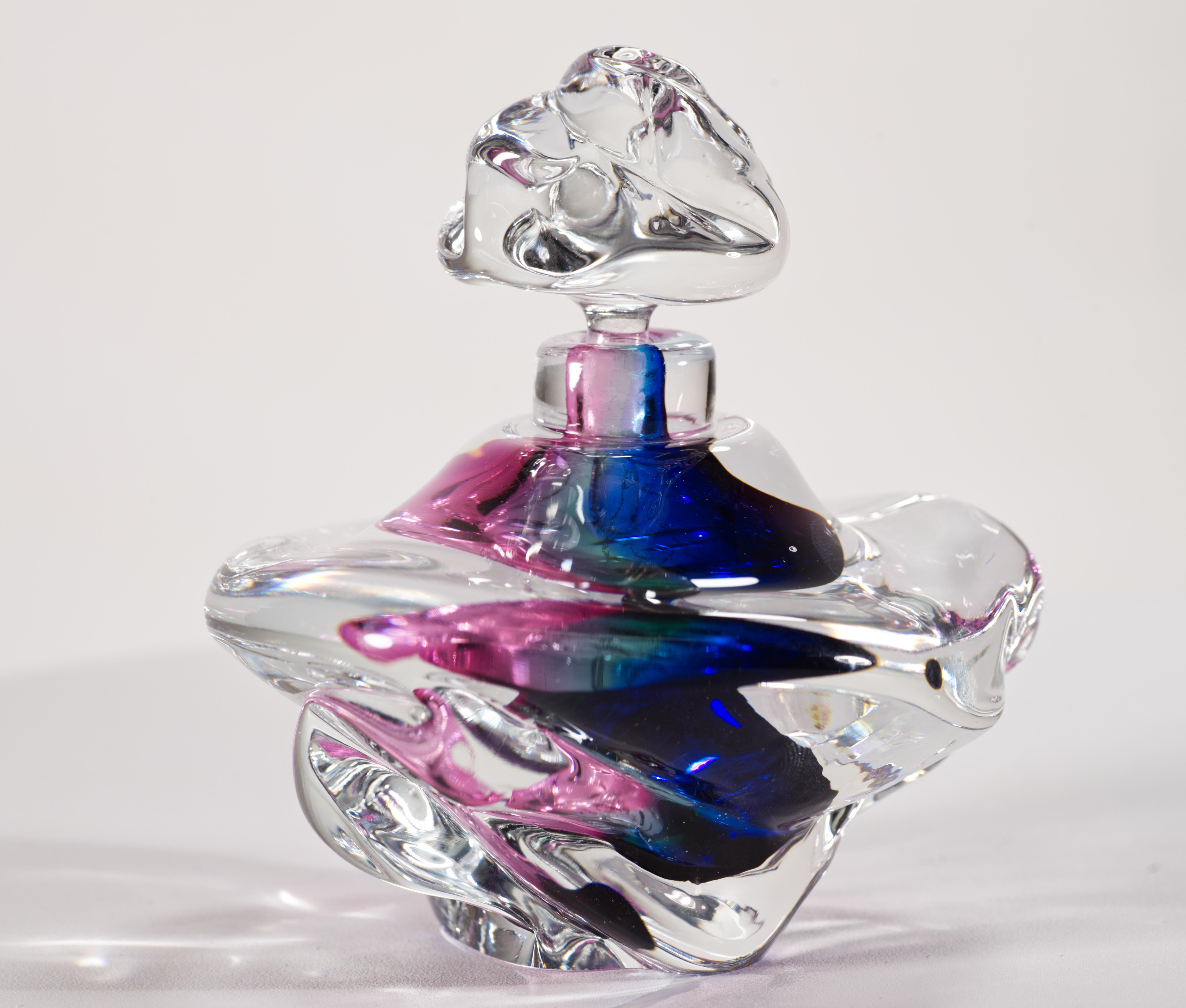 Leon Applebaum Sommerso Perfume Bottle, American Studio Art Glass 1980s 3