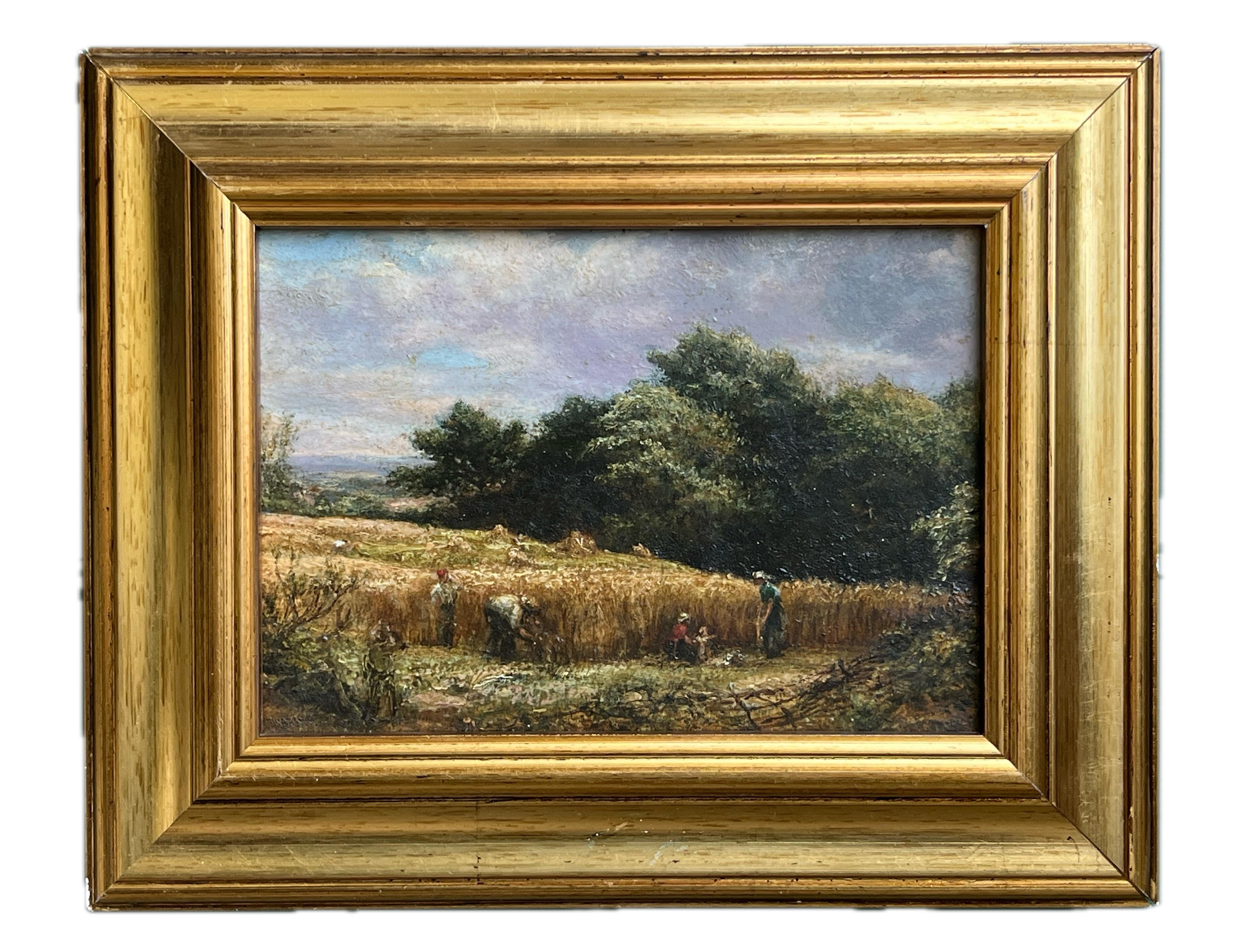 Léon Augustin Lhermitte Landscape Painting - French painter Léon Augustin LHermitte harvesters children in the countryside