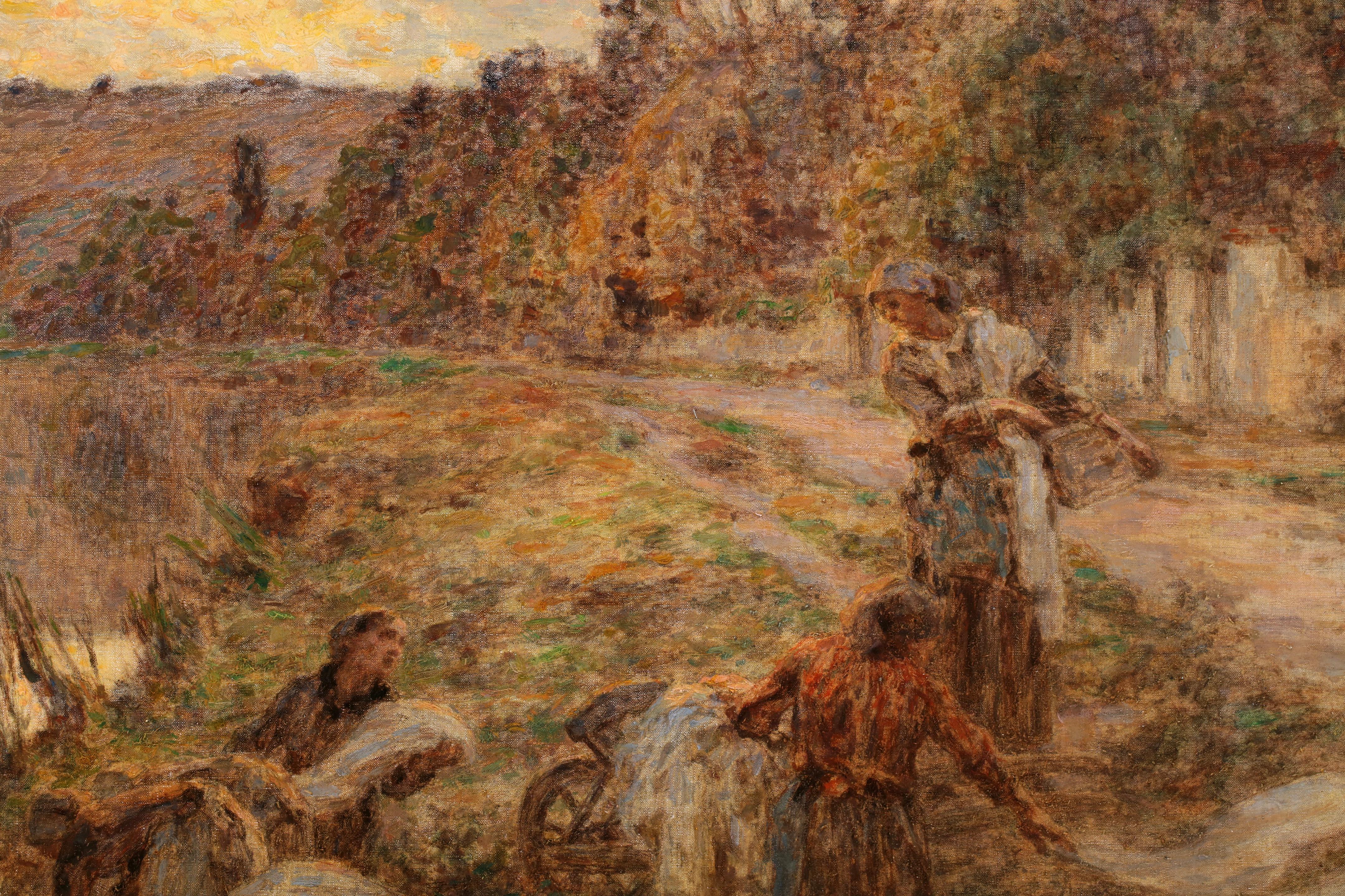 Lavandieres - Paesaggio figurativo di Barbizon Pastello di Leon Lhermitte - Painting Scuola di Barbizon di Léon Augustin Lhermitte