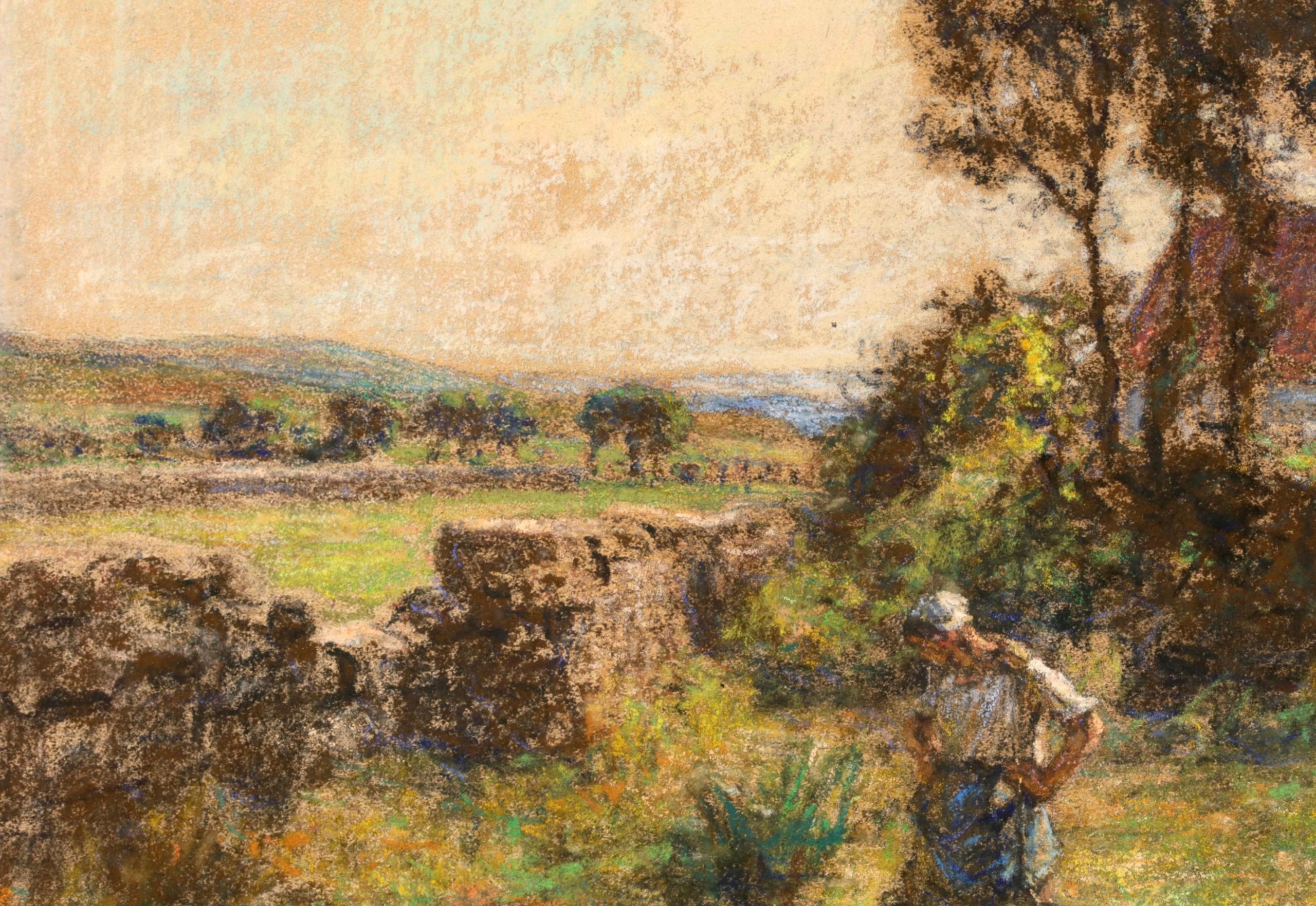 Les Puiseuses d'Eau - Paesaggio figurativo di Barbizon, pastello di Leon Lhermitte in vendita 6