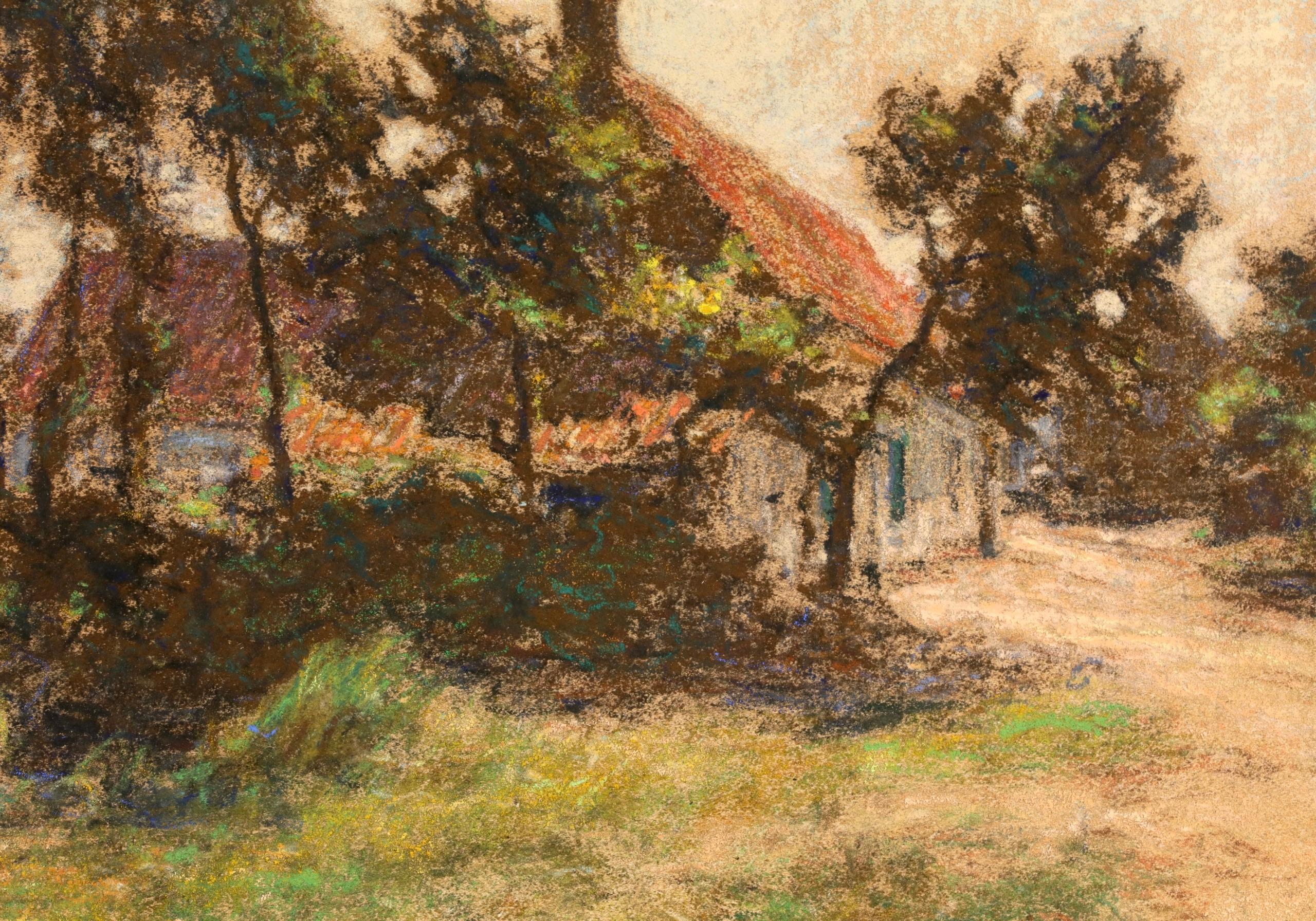 Les Puiseuses d'Eau - Paesaggio figurativo di Barbizon, pastello di Leon Lhermitte in vendita 1