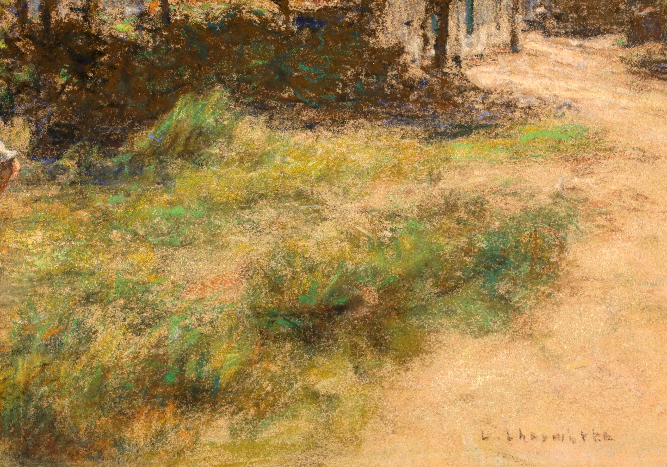 Les Puiseuses d'Eau - Paesaggio figurativo di Barbizon, pastello di Leon Lhermitte in vendita 2