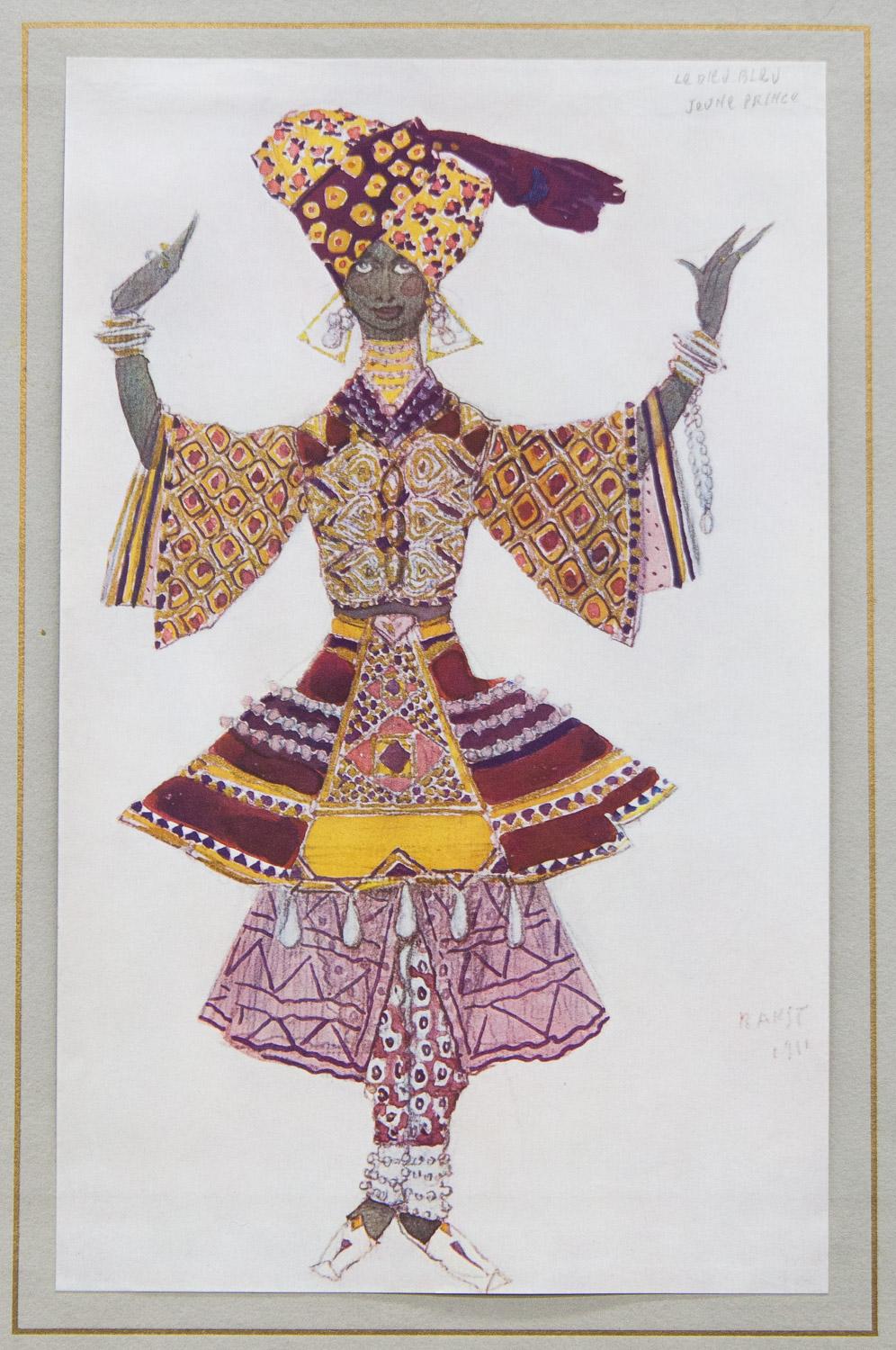 Leon Bakst, drei Kostüme entworfen von Le Dieu Bleu, Ballett 1911 im Angebot 2