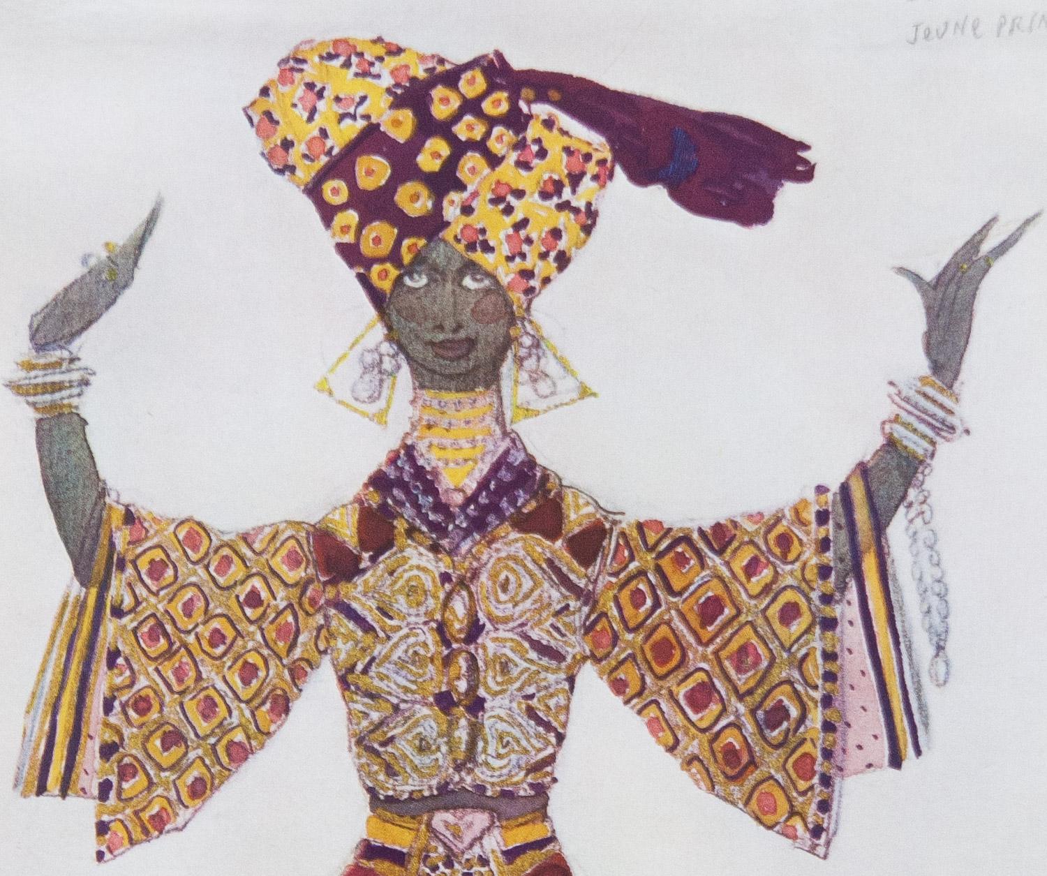 Leon Bakst, drei Kostüme entworfen von Le Dieu Bleu, Ballett 1911 im Angebot 3