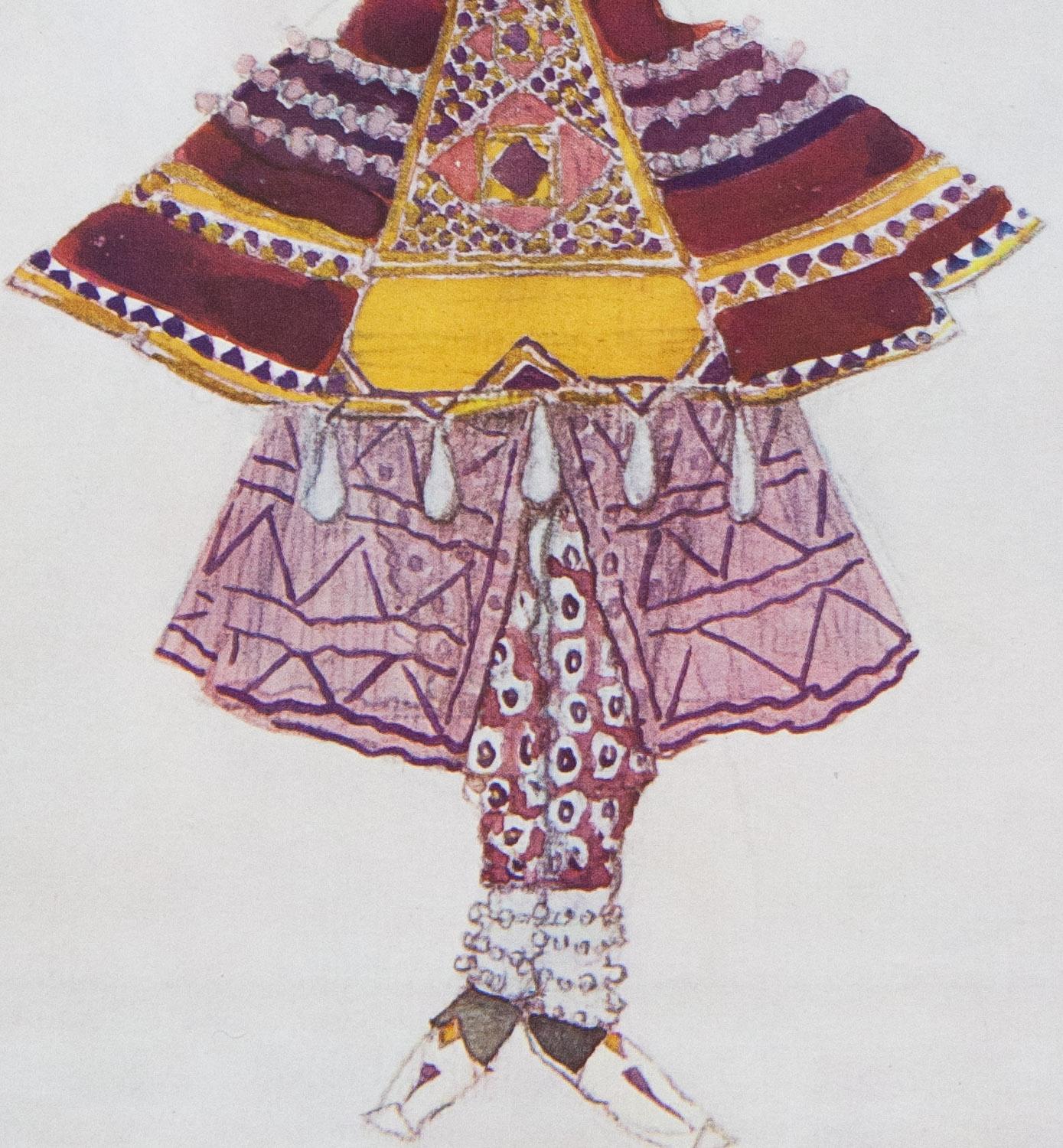 Leon Bakst, drei Kostüme entworfen von Le Dieu Bleu, Ballett 1911 im Angebot 4
