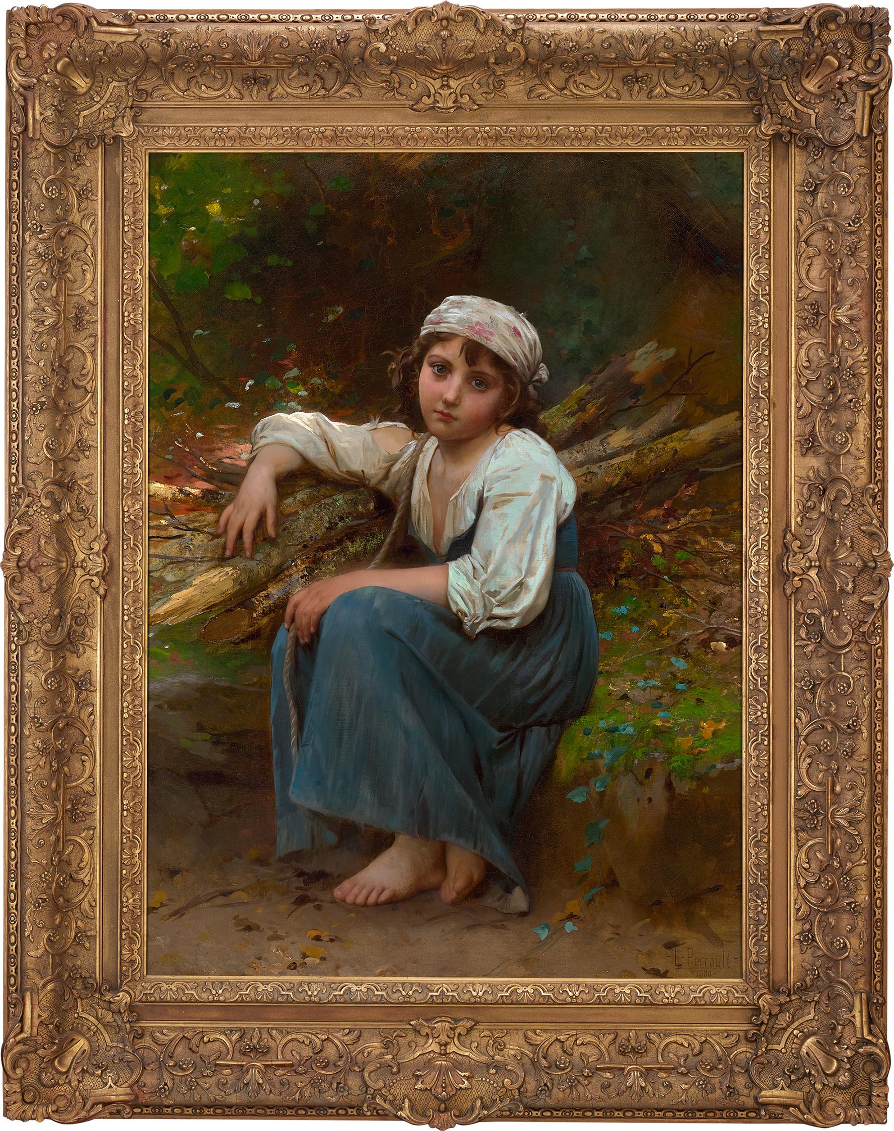 The Wood Gatherer by Léon-Jean-Basile Perrault - Painting by Lean Jean Bazile Perrault