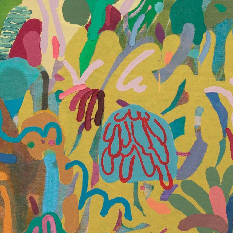 In his first solo exhibition with David B. Smith Gallery, Leon Benn floods the main gallery with large-scale paintings bounding with vibrant colors and hallucinatory observations of macro and micro-environments. Inspired by his deeply rooted