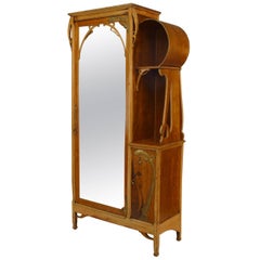 Leon Benouville French Art Nouveau Maple Armoire
