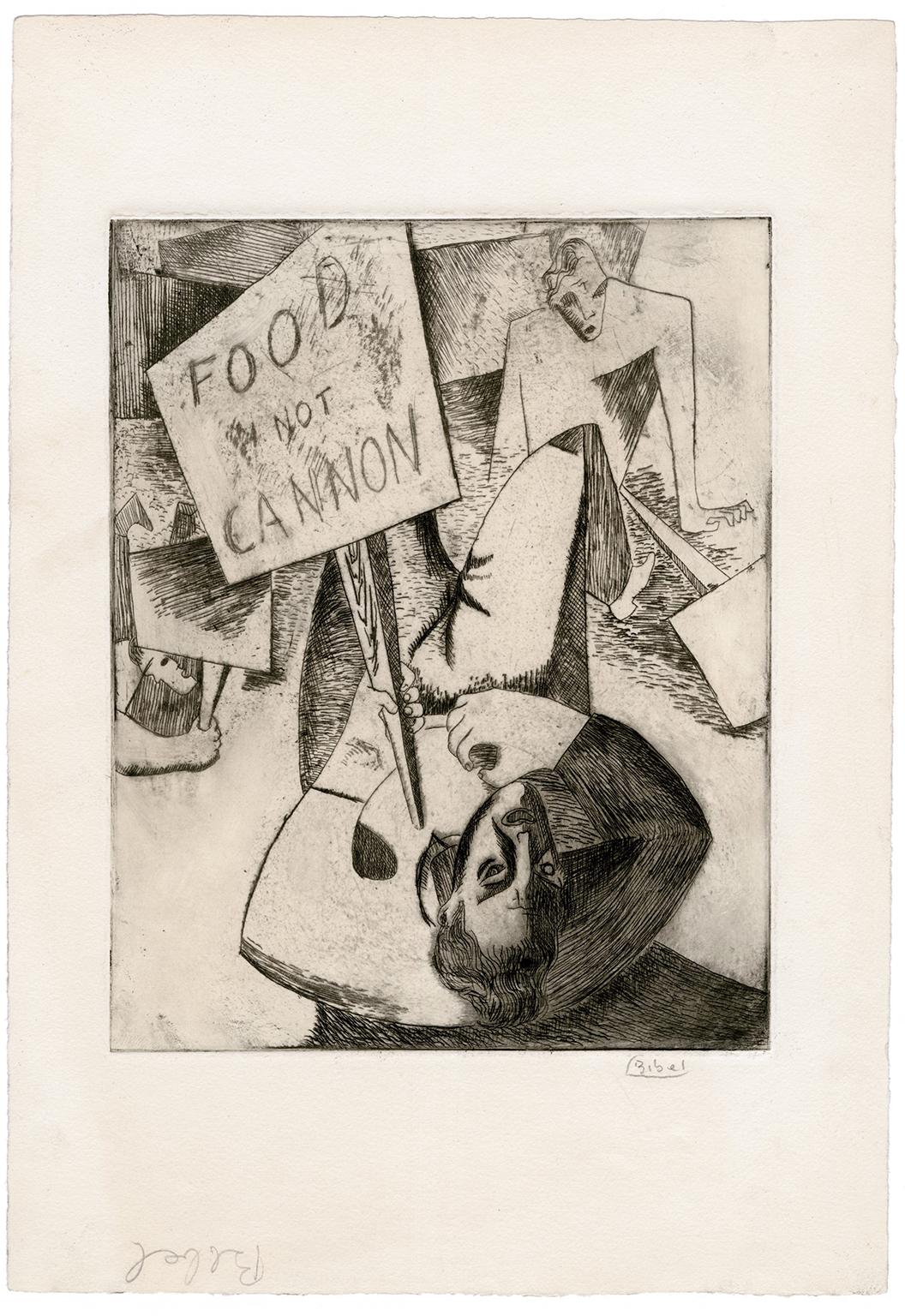 'Food Not Cannon' — rare WPA modernist work of  Social Conscience - Print by Leon Bibel