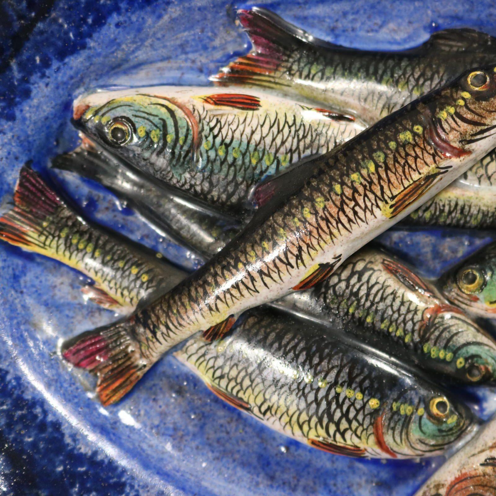 Fine XIX secolo Piatto in maiolica francese Palissy con pesce di Leon Brard in vendita