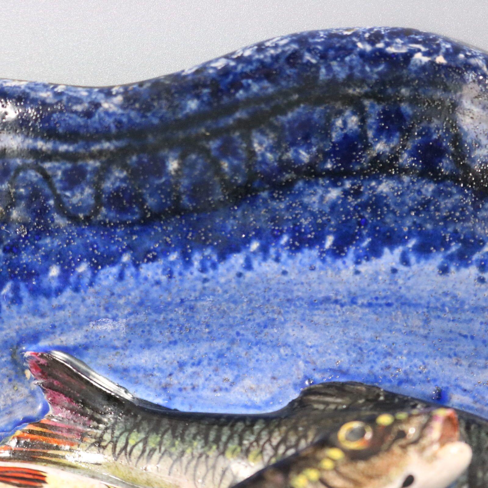 Faenza Piatto in maiolica francese Palissy con pesce di Leon Brard in vendita