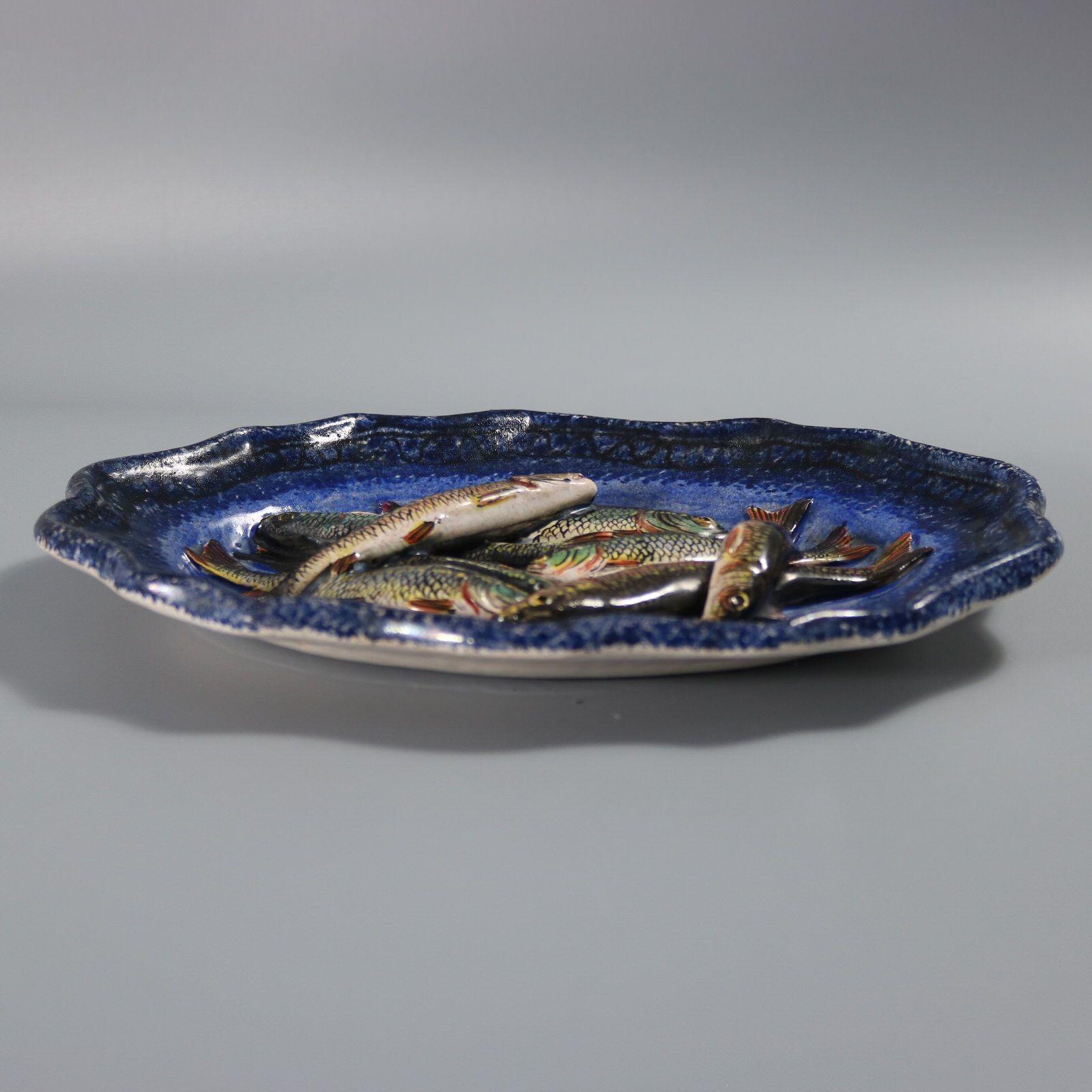 Piatto in maiolica francese Palissy con pesce di Leon Brard in vendita 1
