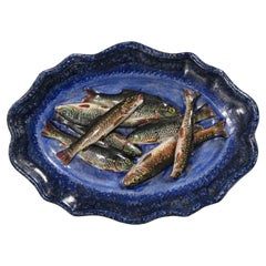 Leon Brard French Palissy Majolica Platter with Fish