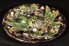Léon Brard's Midnight Pond -French Majolica Palissy Dish, "Frogs Amongst Lilies
