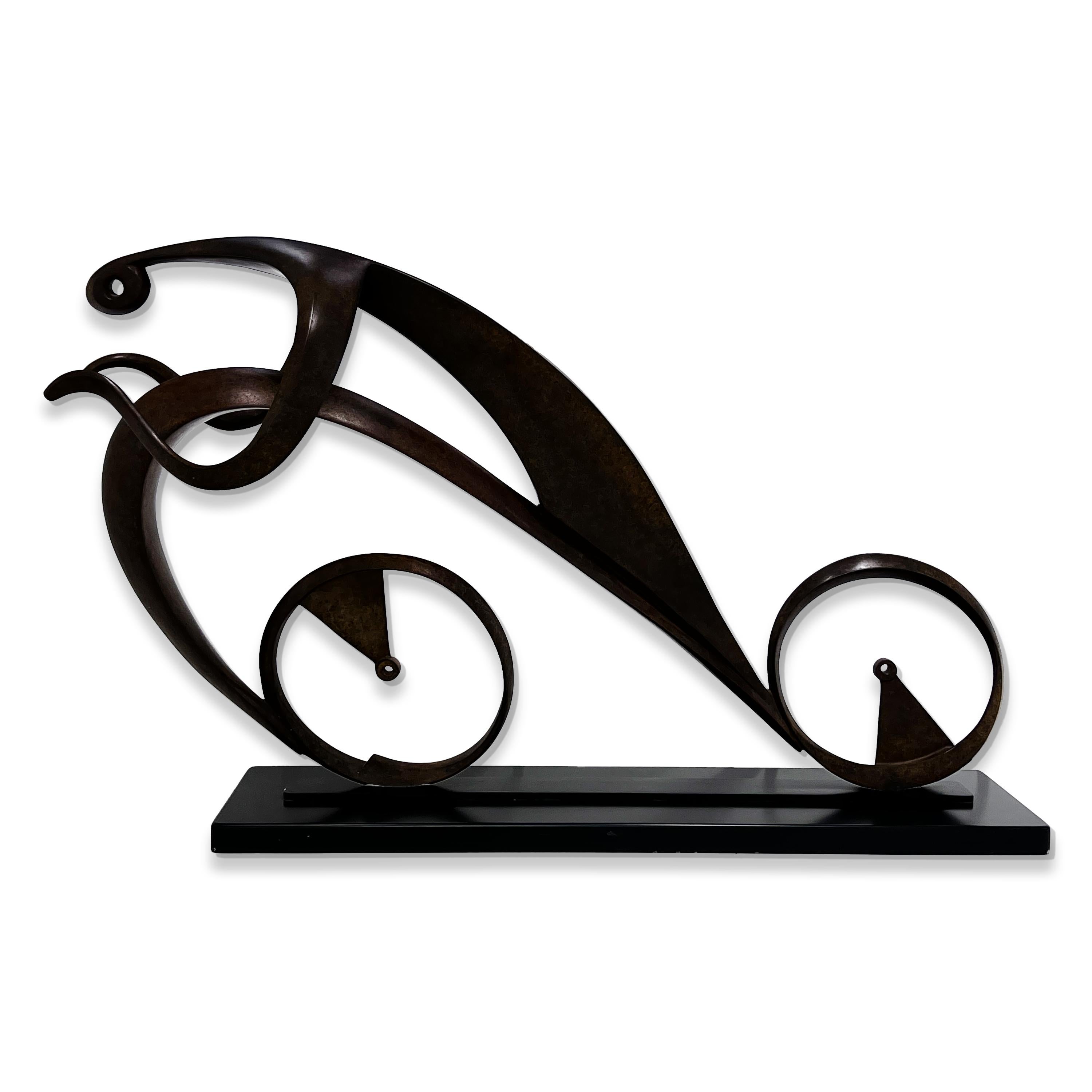Bicycle - Up, Bronze - Sculpture by Leon Bronstein