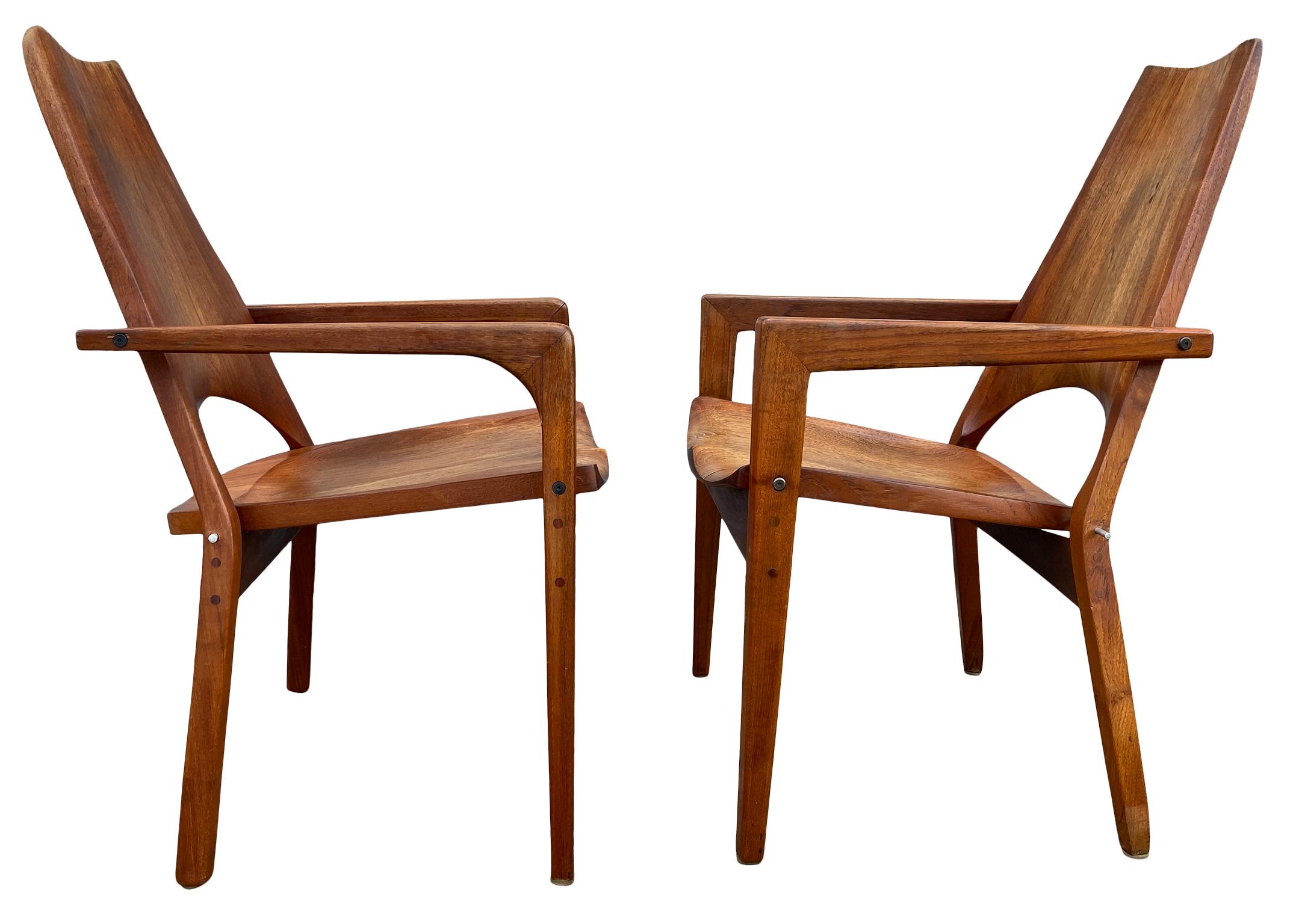Steel Leon C. Meyer Midcentury Studio Craft Pair of Handmade Chairs Signed Rare For Sale