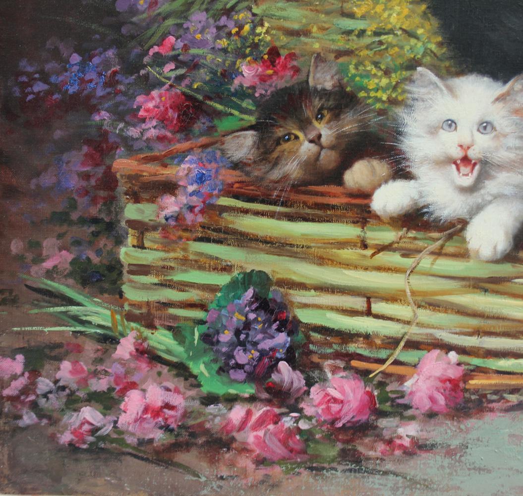 Léon Charles Huber war ein französischer Maler, der für seine Stillleben und Tiermotive, insbesondere aber für seine Katzenbilder bekannt war. Er wurde 1858 in Paris geboren und studierte Malerei an der École nationale supérieure des Beaux-Arts. Ab