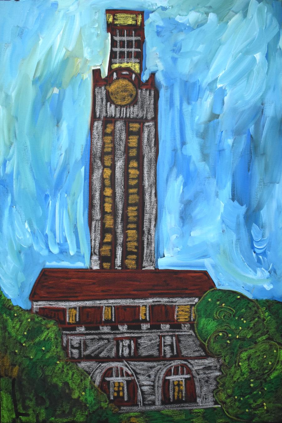 Leon Collins
Birthdate Unknown, died 2025
Galveston / Navasota Texas Artist
Image Size: 36 x 24
Medium: Acrylic on Canvas
"Austin, Texas" UT Tower
Leon Collins
Birthdate Unknown-Died 2025
"The inspiration comes from my great, great grandmother, the