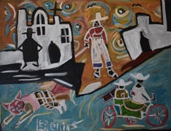 "SUNDAY CHURCH". Black Folk Artist Leon Collins. (Deceased 2025) Texas