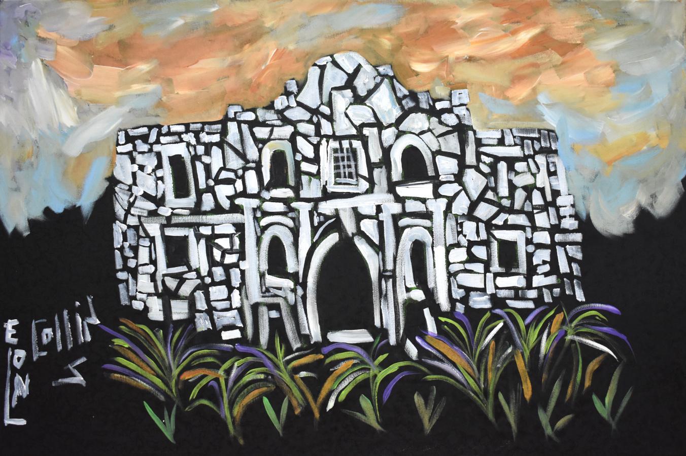 "The Alamo" #1. Black Folk Artist Leon Collins. (Verstorben 2025) Texas Künstler
