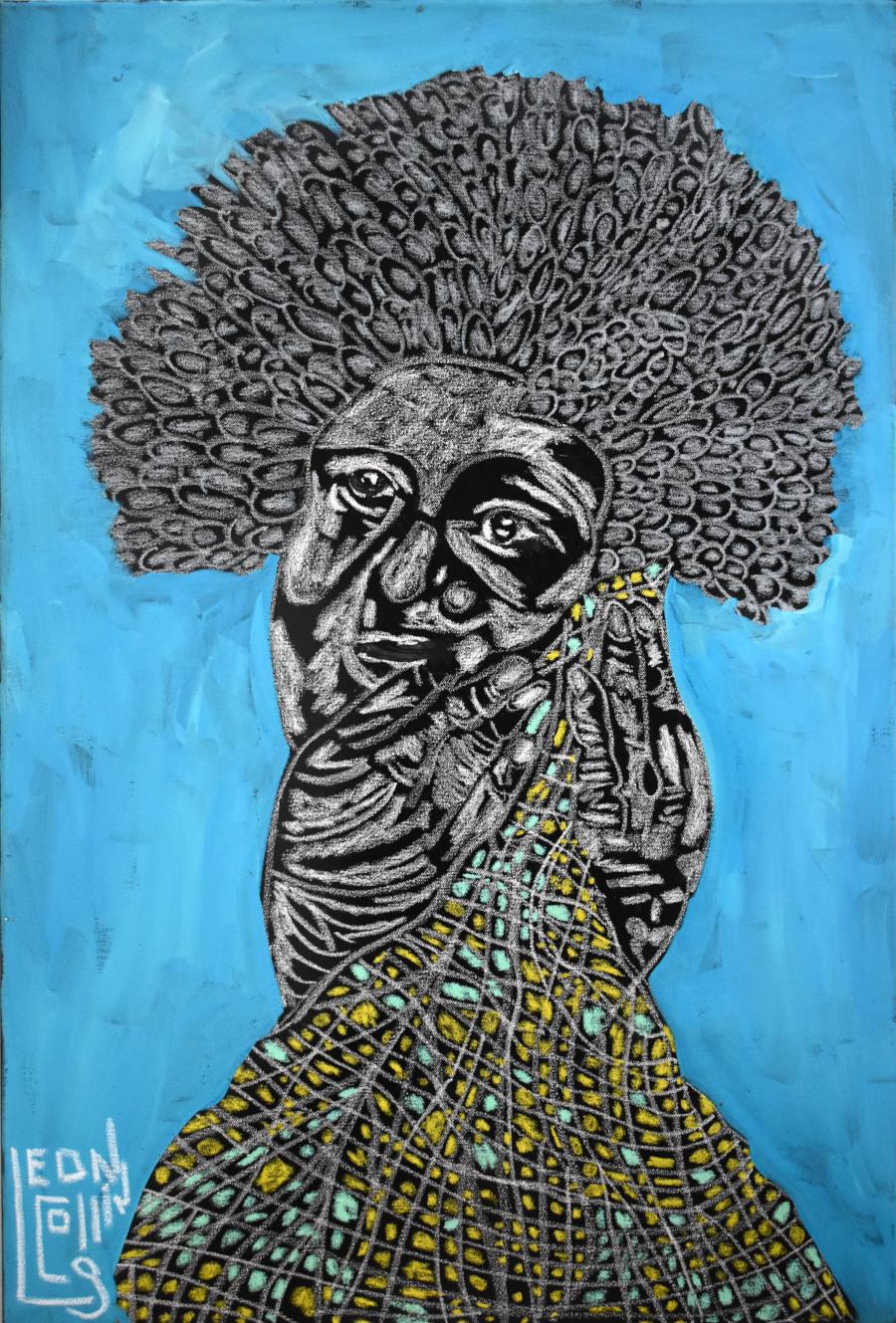 Leon Collins
Fecha de nacimiento desconocida
Galveston / Navasota Texas Artista
Tamaño de la imagen: 36 x 24
Medio: Acrílico sobre lienzo
"Visión en mi mente Big Mama"
Leon Collins Fecha de nacimiento desconocida
"La inspiración viene de mi
