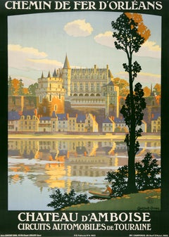 Poster di viaggio originale francese d'epoca - Chateau D'Amboise di Constant Duval 1922