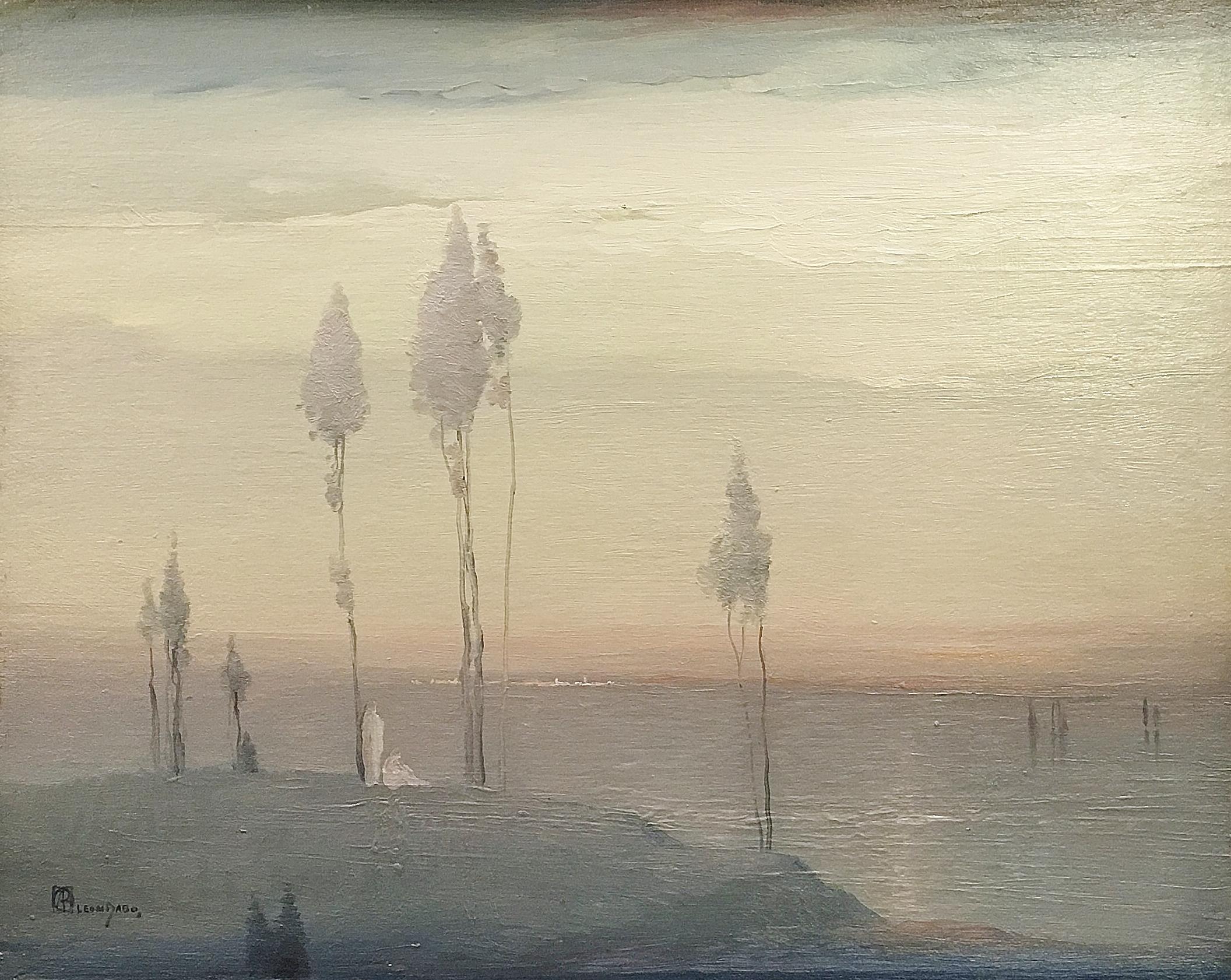 Leon Dabo Landscape Painting - Untitled (Hudson River Landscape)