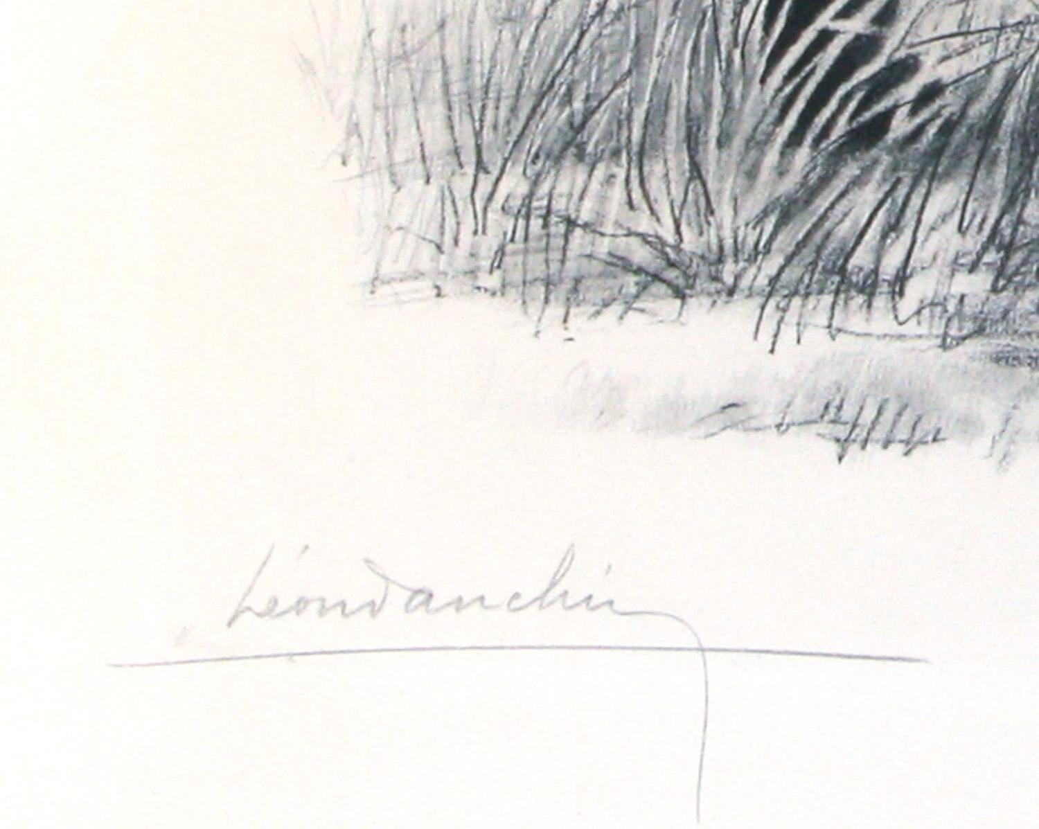 Épagneul noir et lapin gravure originale signée par Leon Danchin en vente 4