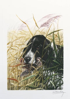 Dog and Snipe Leon Danchin original signed etching