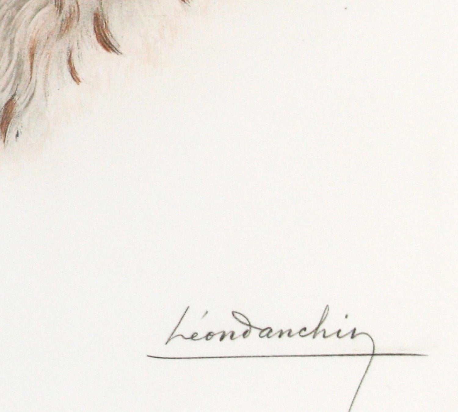 Deux têtes d'épagneuls de Britany, gravure de Leon Danchin signée en vente 1