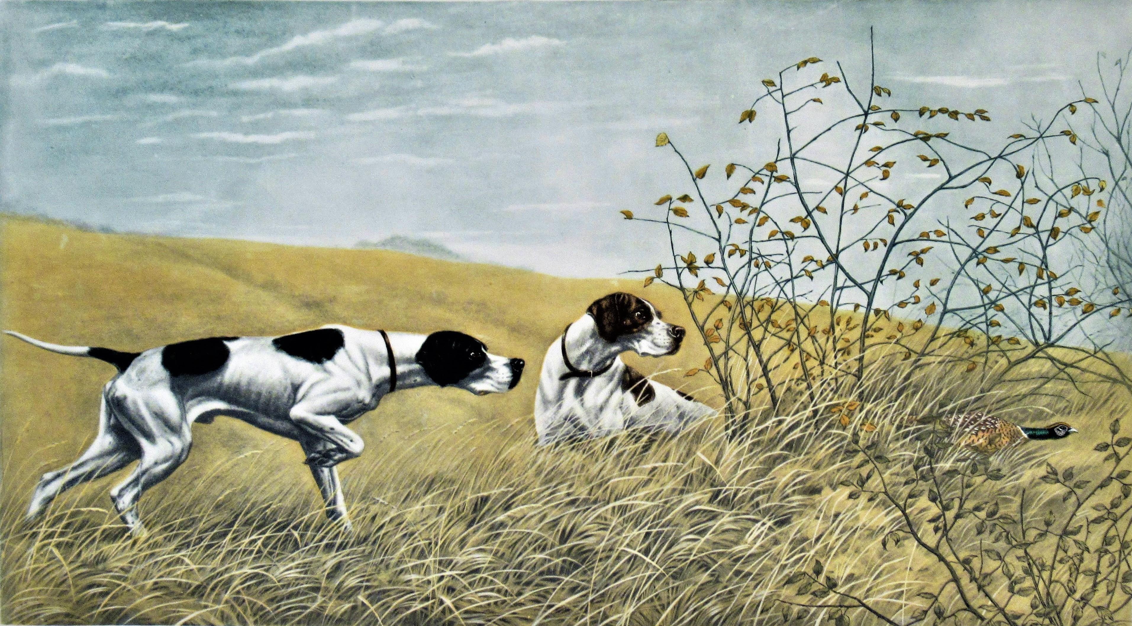 Two Pointers Going After a Pheasant - Print by Leon Danchin