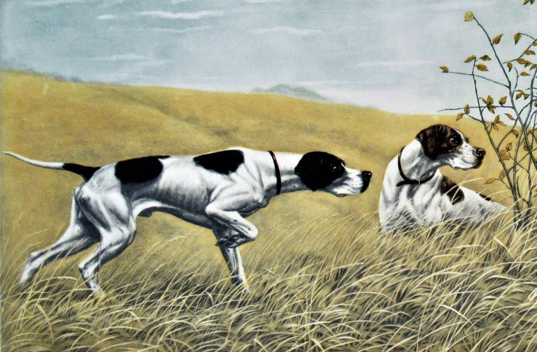 Two Pointers Going After a Pheasant - Realist Print by Leon Danchin