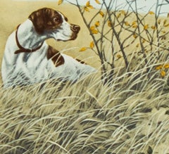 Two Pointers Hunting a Pheasant original etching by Leon Danchin 1938