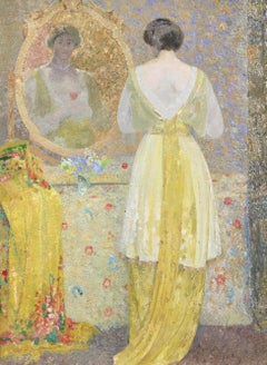 Dans le miroir - Impressionist Figure in Interior Oil by Leon De Smet