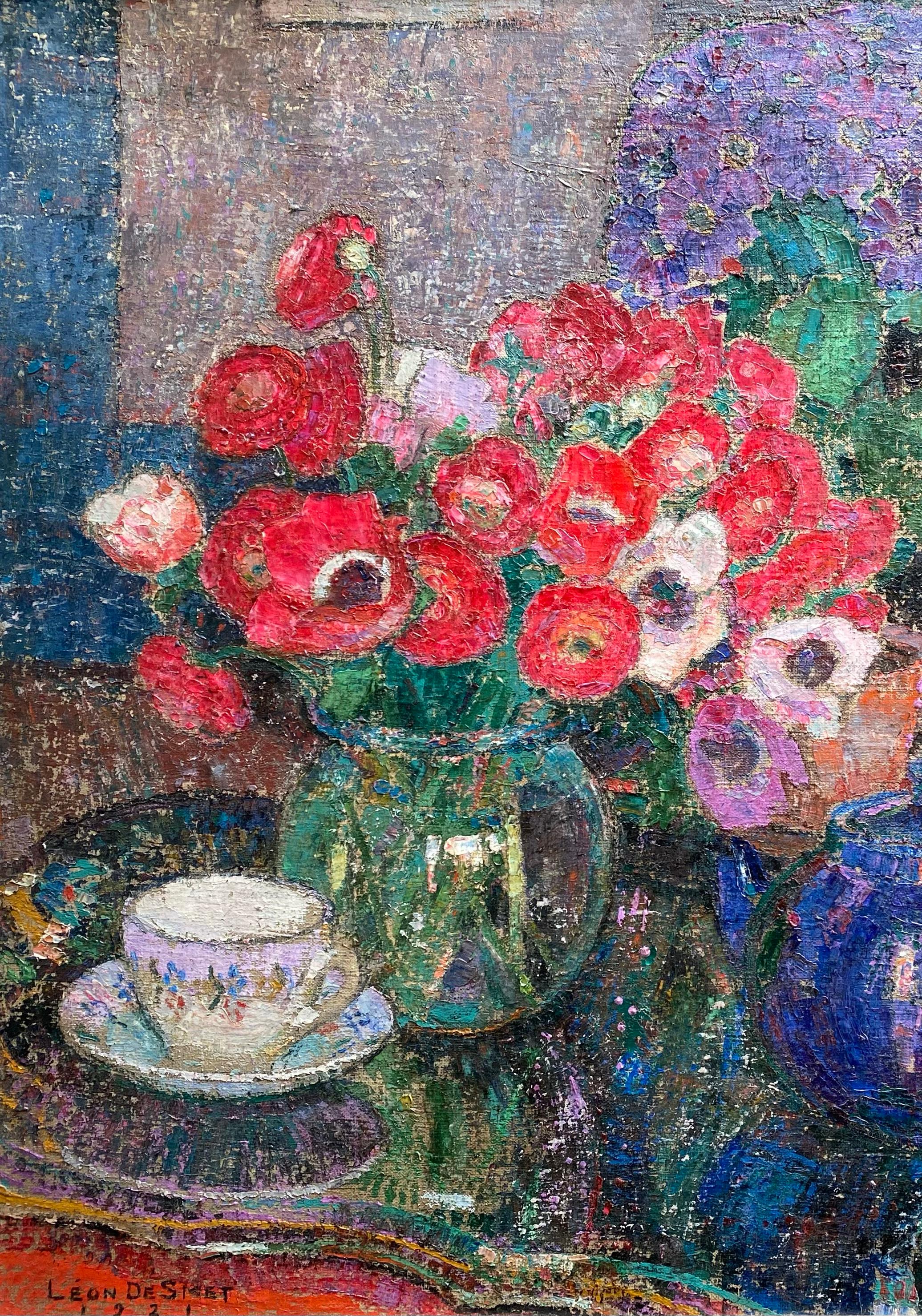 Natura morta con papaveri rossi' 1921 di Léon De Smet (1881)  - 1966), belga in vendita 3