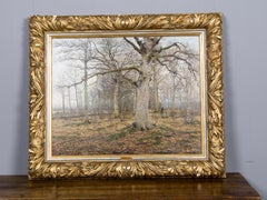 Leon Delderenne “Hunter in a Forest Interior” Oil on Canvas, Signed and Dated