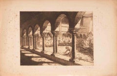 Le Cloître de St. Papoul - Acquaforte di Léon Desbuissons - Fine del XIX secolo