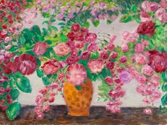 Arrangement de fleurs - Impressionist Still Life Painting Oil by Leon Detroy