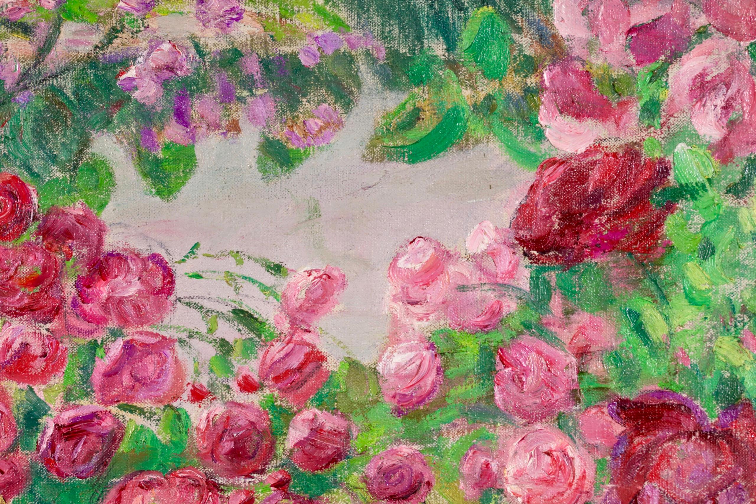 Arrangement de fleurs - Pintura al óleo de bodegón impresionista de Leon Detroy en venta 6