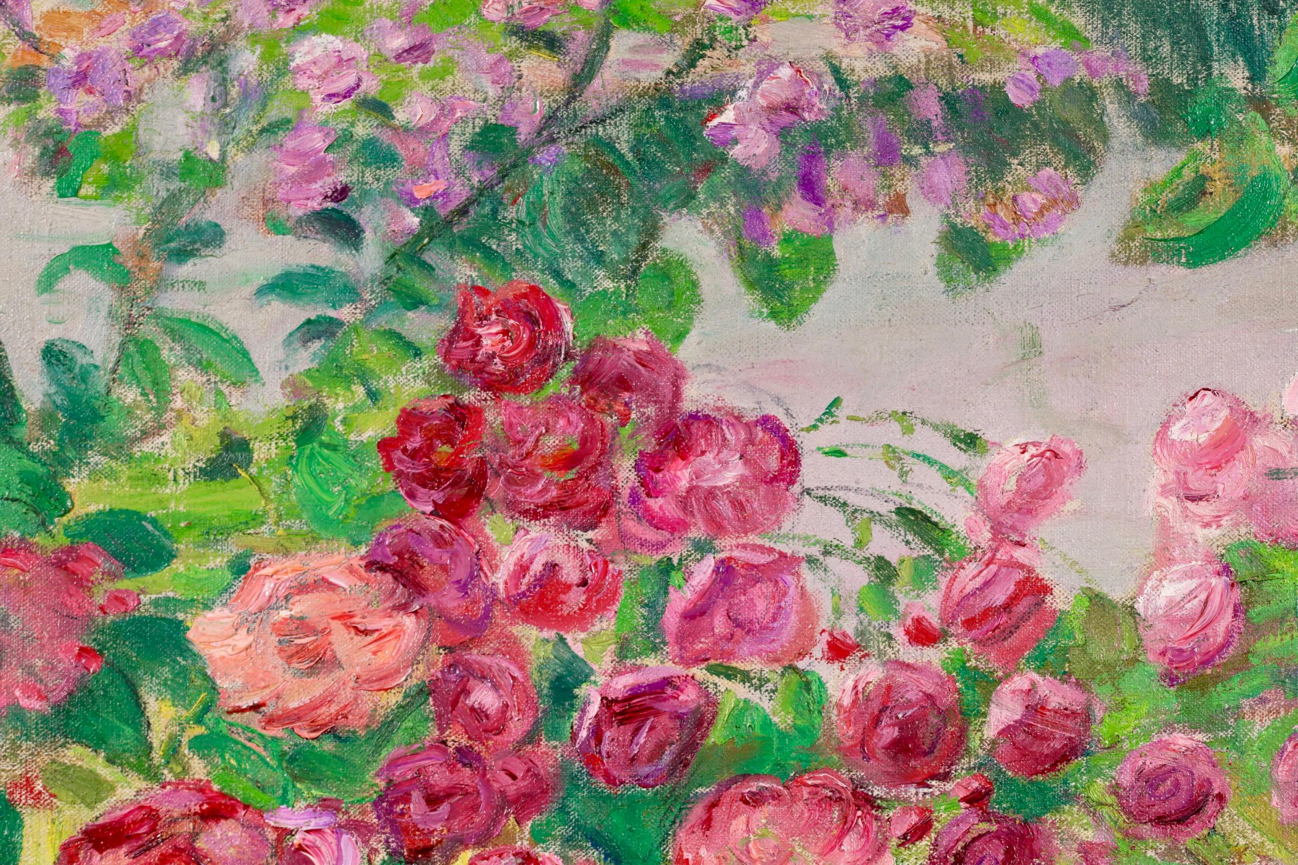 Arrangement de fleurs - Pintura al óleo de bodegón impresionista de Leon Detroy en venta 7