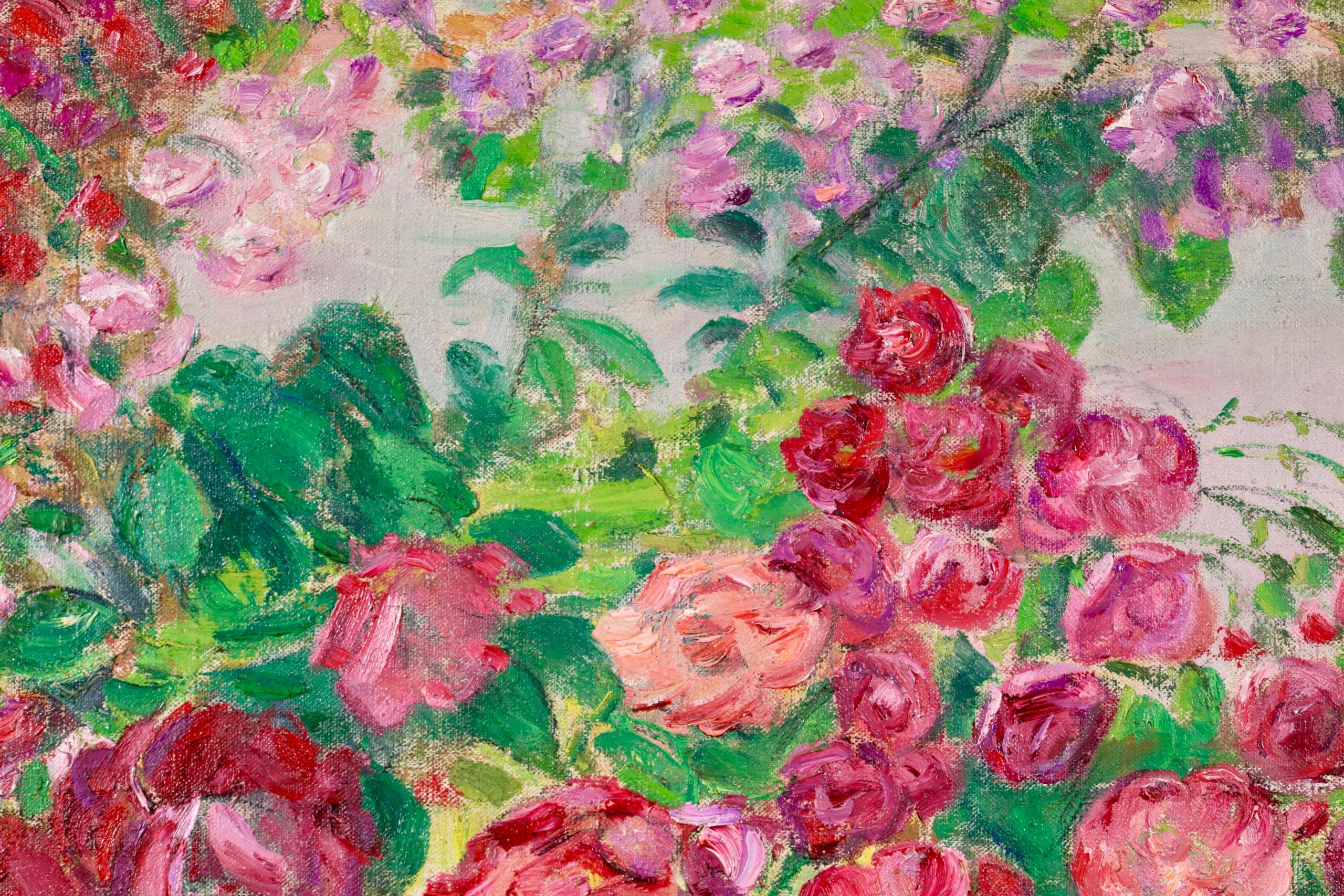 Arrangement de fleurs - Pintura al óleo de bodegón impresionista de Leon Detroy en venta 8